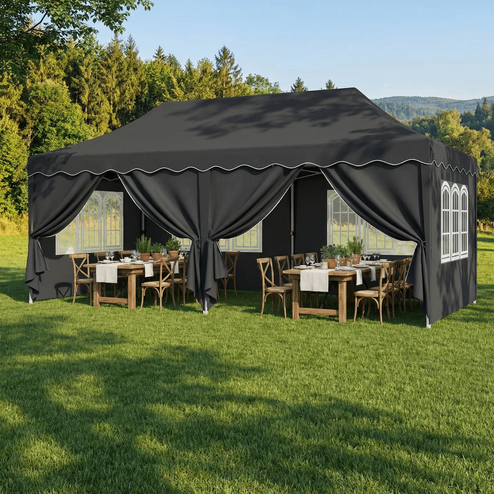 pop up party tent TLSUNNY 10'x20' Pop up Canopy Tent with 6 Sidewalls, Adjustable Height