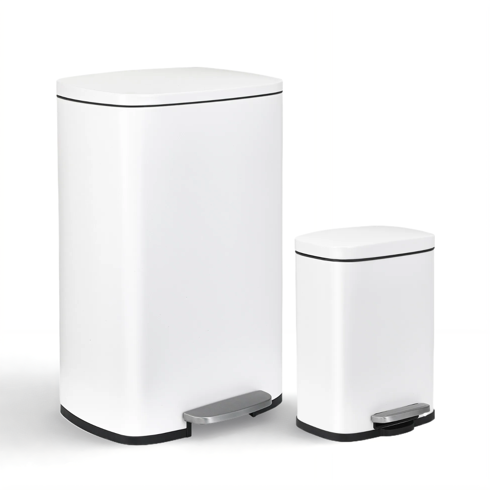 TLSUNNY 13.2 + 1.3 Gallon Kitchen Trash Can Combo, Stainless Steel Step Trash Can Set with Soft-Close Lid & Inner Bucket, for Home / Office