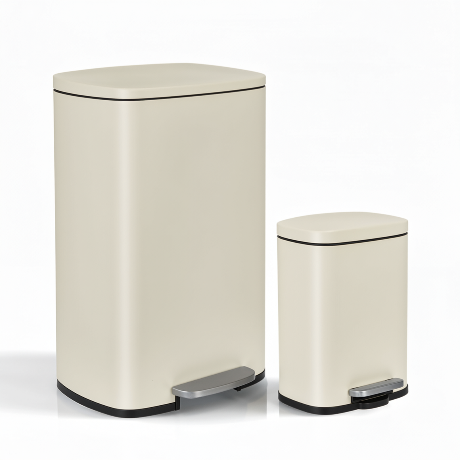 TLSUNNY 13.2 + 1.3 Gallon Kitchen Trash Can Combo, Stainless Steel Step Trash Can Set with Soft-Close Lid & Inner Bucket, for Home / Office