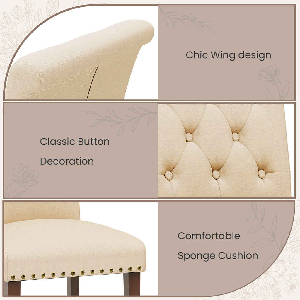 TLSUNNY Upholstered Dining Chairs Set of 2/4, Tufted Parsons Fabric Side Chairs with Solid Wood Legs, for Dining Room, Kitchen