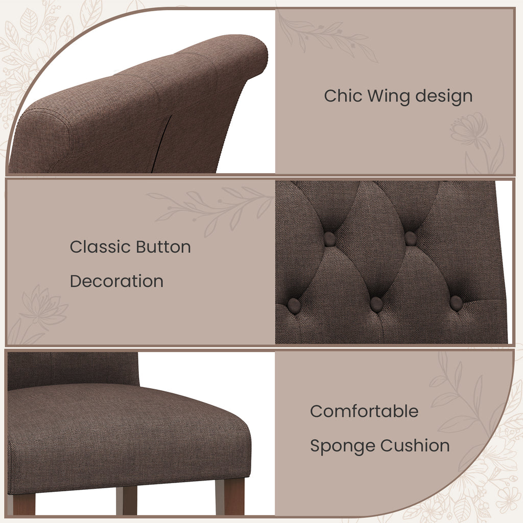 TLSUNNY Upholstered Dining Chairs Set of 2/4, Tufted Parsons Fabric Side Chairs with Solid Wood Legs, for Dining Room, Kitchen