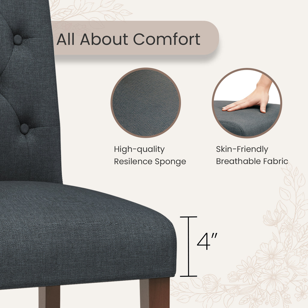 TLSUNNY Upholstered Dining Chairs Set of 2/4, Tufted Parsons Fabric Side Chairs with Solid Wood Legs, for Dining Room, Kitchen