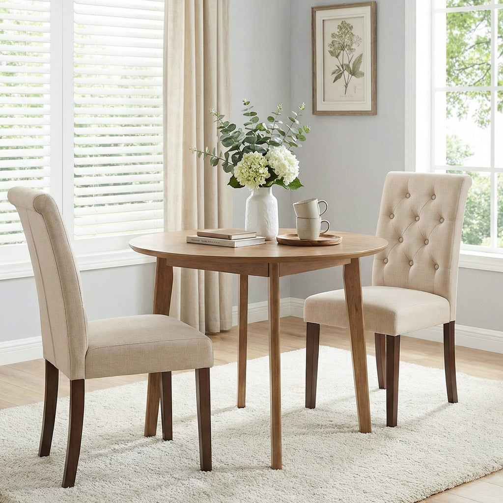 TLSUNNY Upholstered Dining Chairs Set of 2/4, Tufted Parsons Fabric Side Chairs with Solid Wood Legs, for Dining Room, Kitchen
