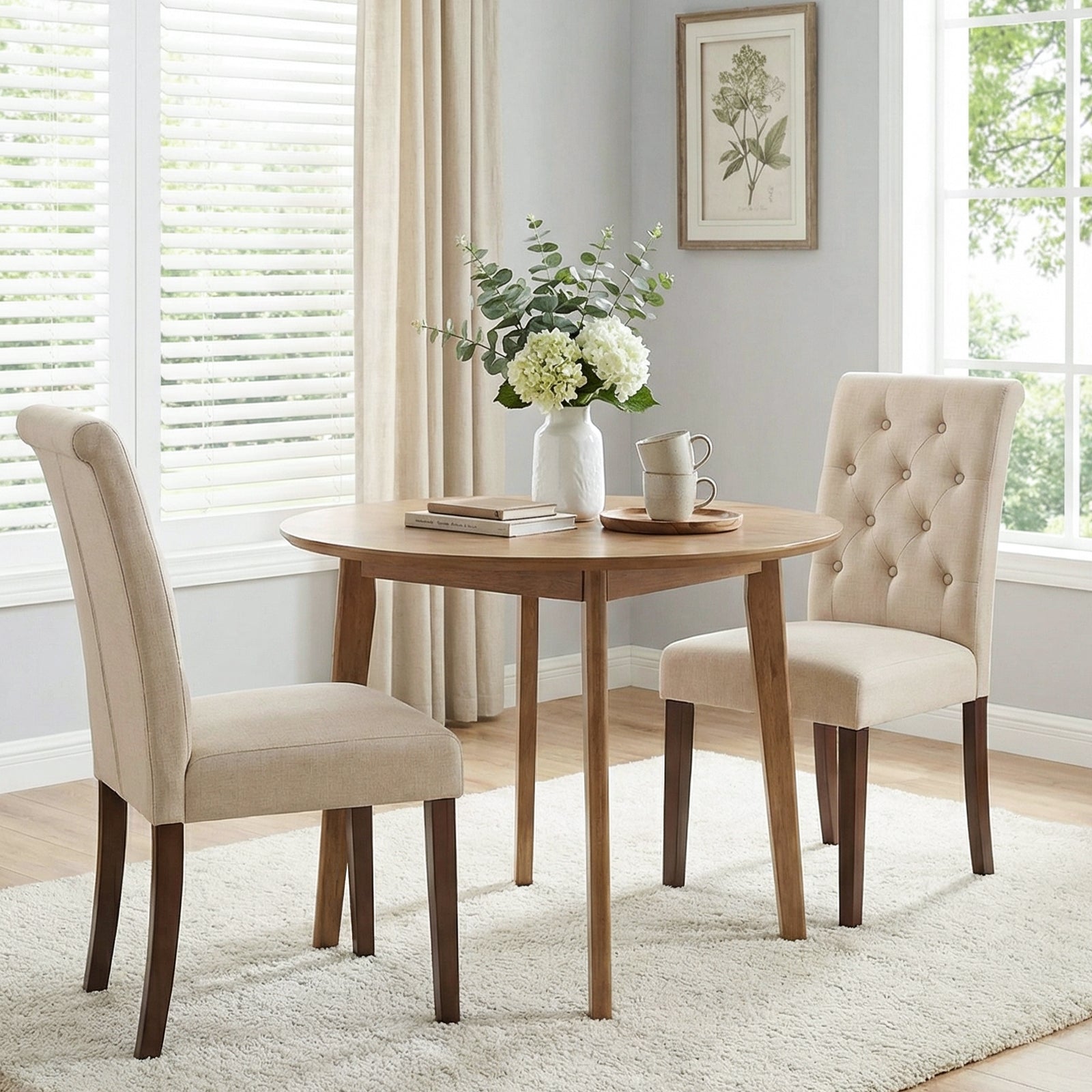 TLSUNNY Upholstered Dining Chairs Set of 2/4, Tufted Parsons Fabric Side Chairs with Solid Wood Legs, for Dining Room, Kitchen