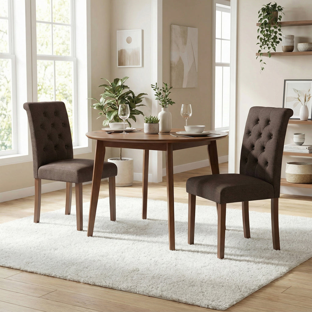 TLSUNNY Upholstered Dining Chairs Set of 2/4, Tufted Parsons Fabric Side Chairs with Solid Wood Legs, for Dining Room, Kitchen
