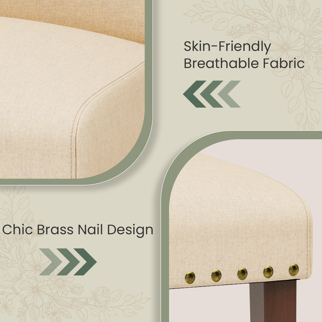 TLSUNNY Upholstered Dining Chairs Set of 2/4, Tufted Parsons Design with Nail Head Trim, Solid Wood Legs and Padded Seat, Comfortable Fabric for Dining Room, Kitchen