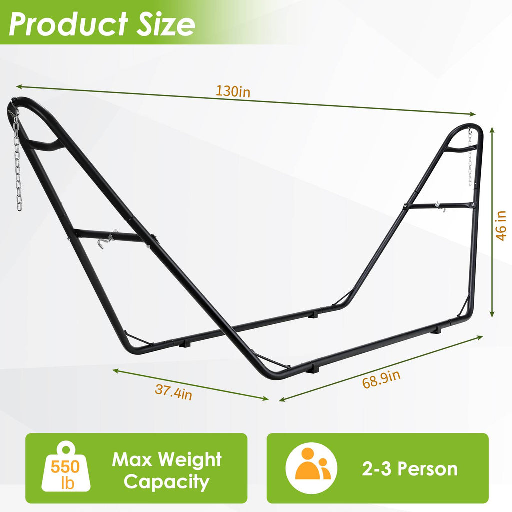 TLSUNNY Hammock Stand, Heavy Duty Double Steel Hammock Stand, 550 LBS Capacity, for Indoor & Outdoor Use