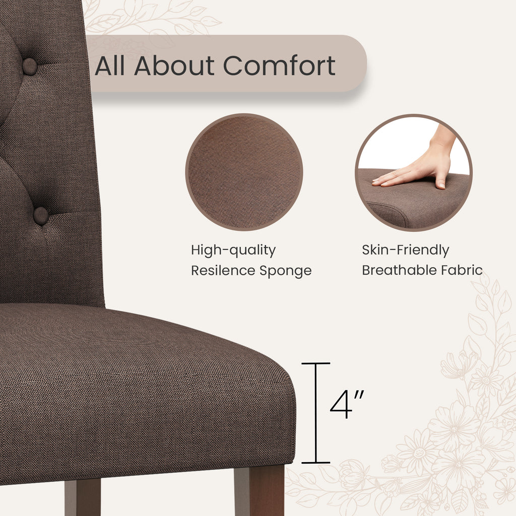 TLSUNNY Upholstered Dining Chairs Set of 2/4, Tufted Parsons Fabric Side Chairs with Solid Wood Legs, for Dining Room, Kitchen