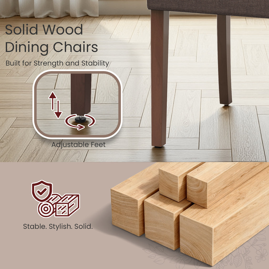 TLSUNNY Upholstered Dining Chairs Set of 2/4, Tufted Parsons Fabric Side Chairs with Solid Wood Legs, for Dining Room, Kitchen