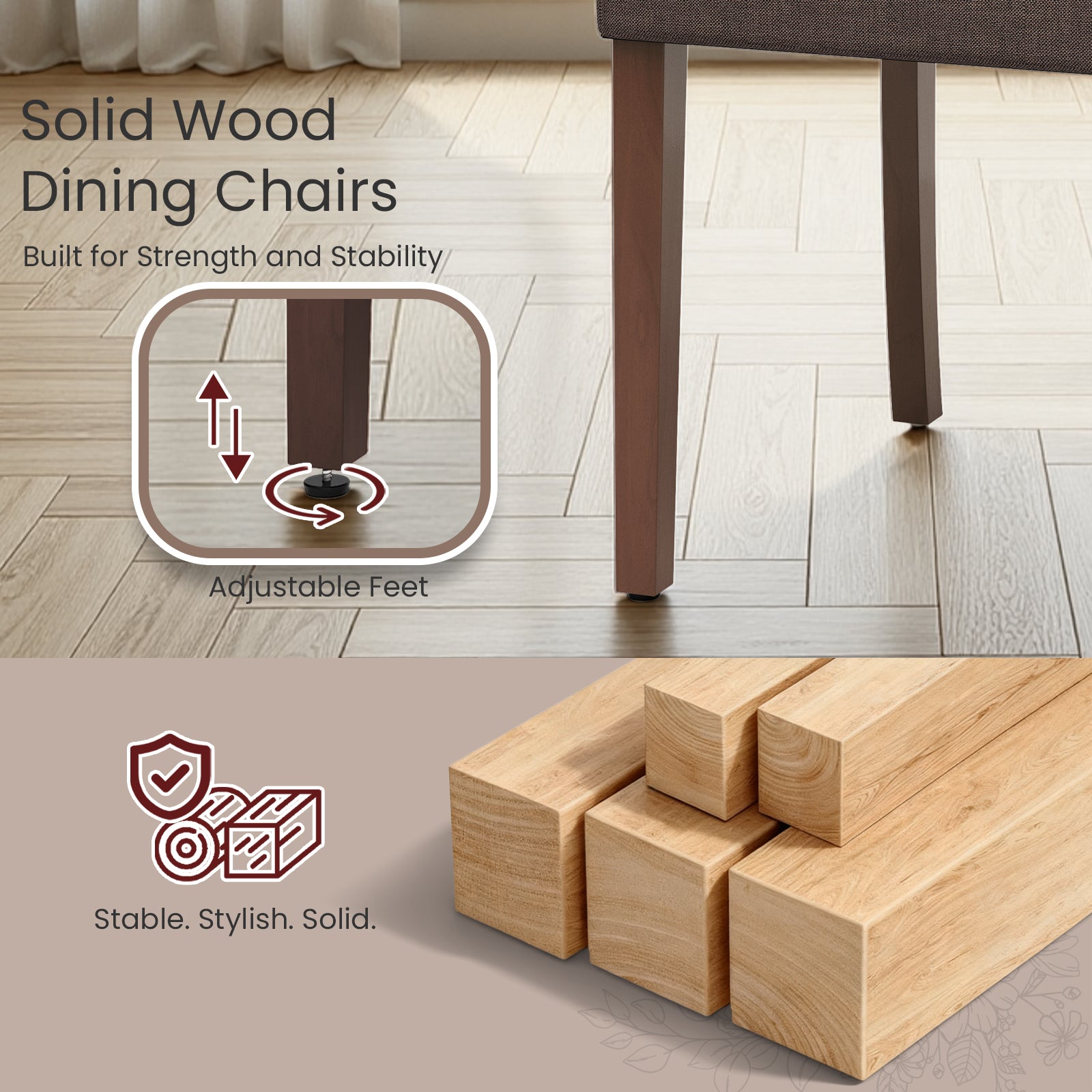 TLSUNNY Upholstered Dining Chairs Set of 2/4, Tufted Parsons Fabric Side Chairs with Solid Wood Legs, for Dining Room, Kitchen