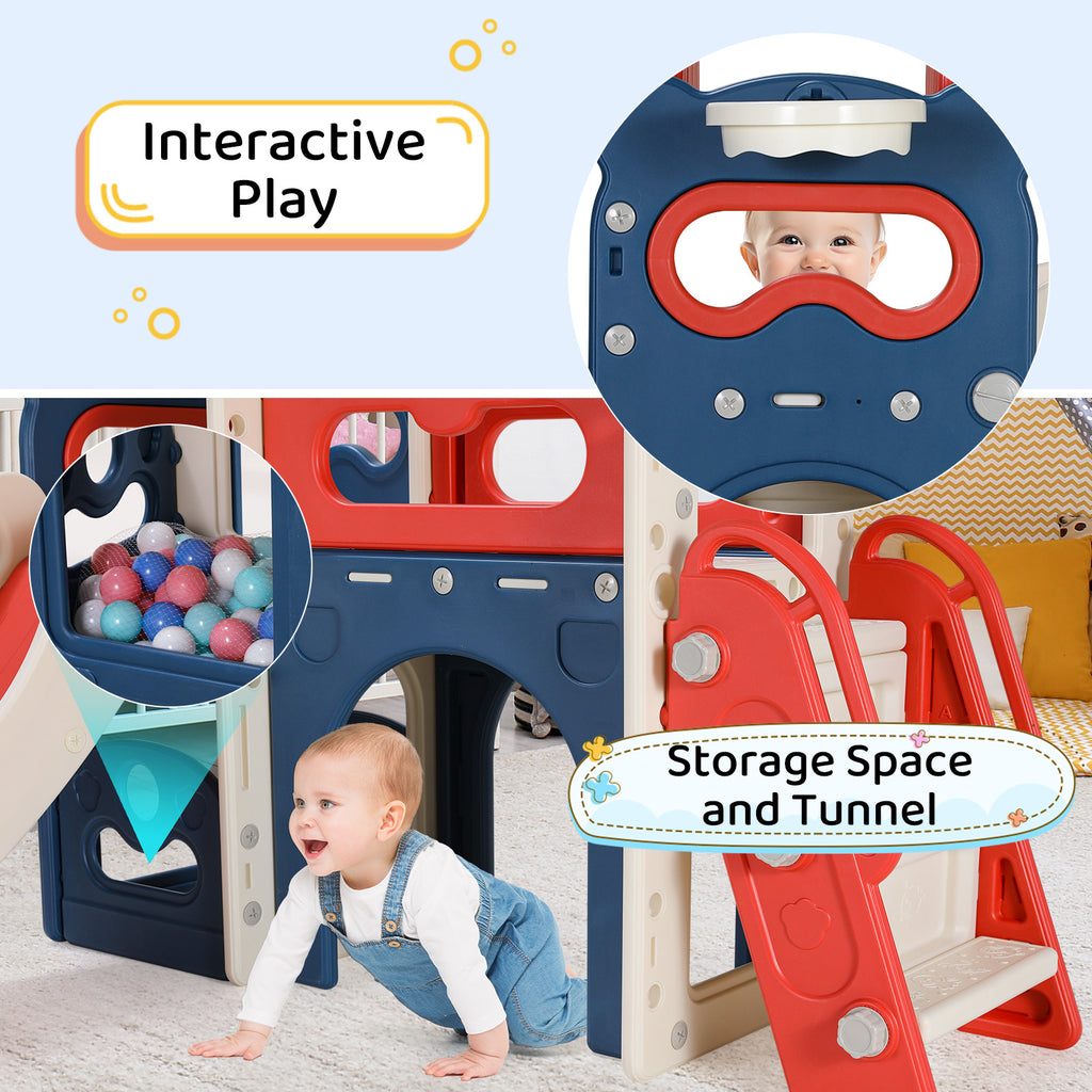 TLSUNNY 8-in-1 Toddler Slide and Climber, with Enclosed Steps, Telescope, Basketball Hoop, Play Tunnel, for Nursey, Playground (No ratings yet)