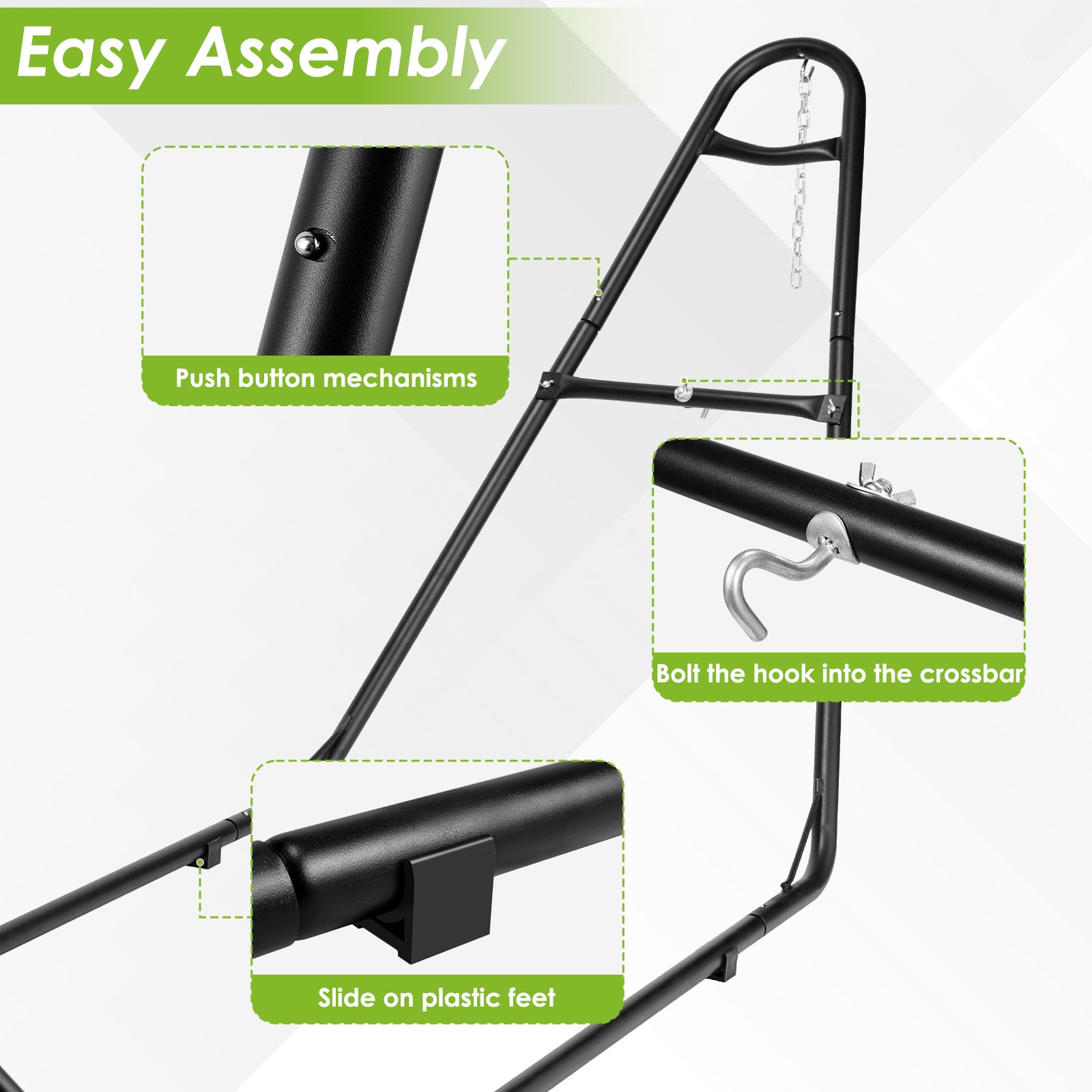 TLSUNNY Hammock Stand, Heavy Duty Double Steel Hammock Stand, 550 LBS Capacity, for Indoor & Outdoor Use