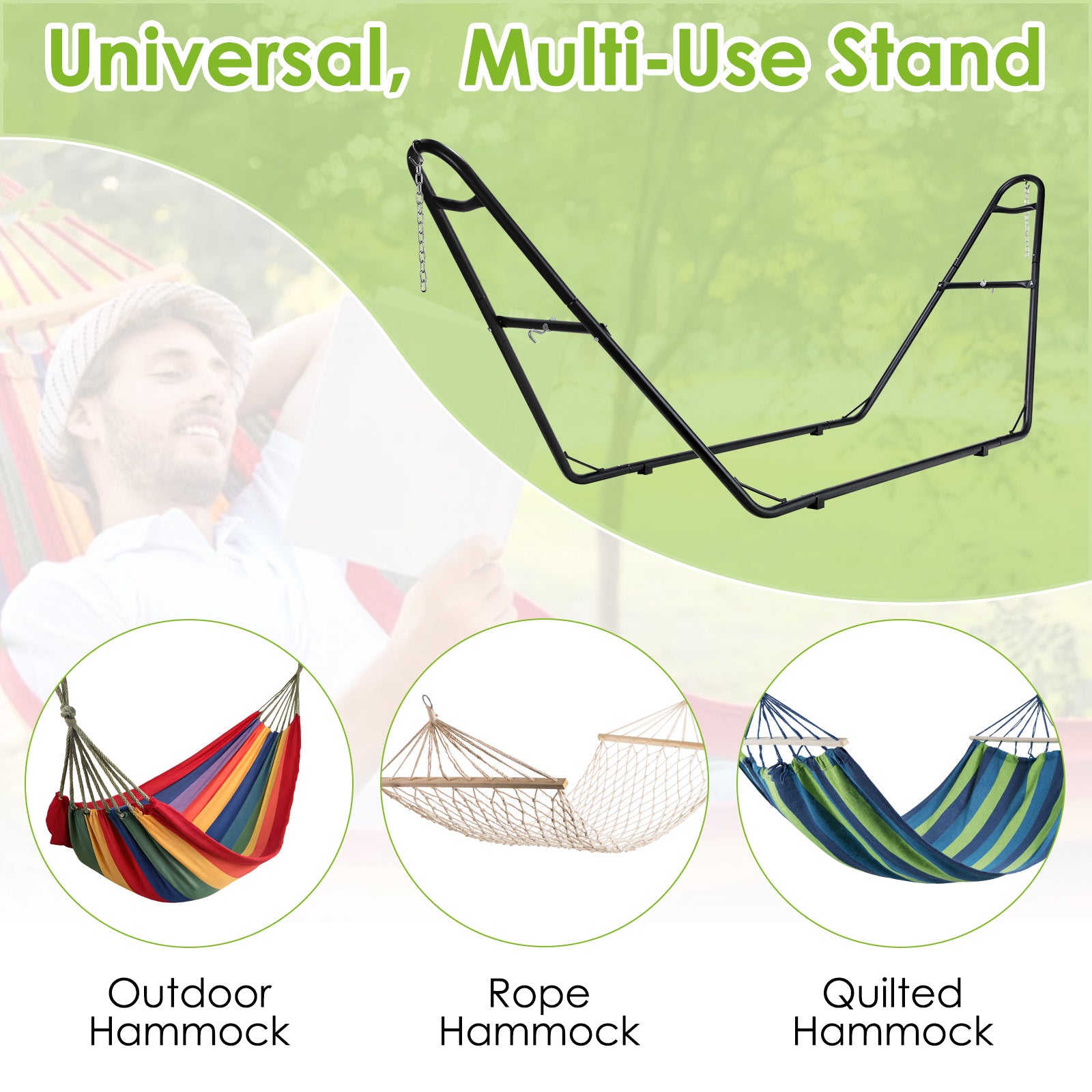 TLSUNNY Hammock Stand, Heavy Duty Double Steel Hammock Stand, 550 LBS Capacity, for Indoor & Outdoor Use