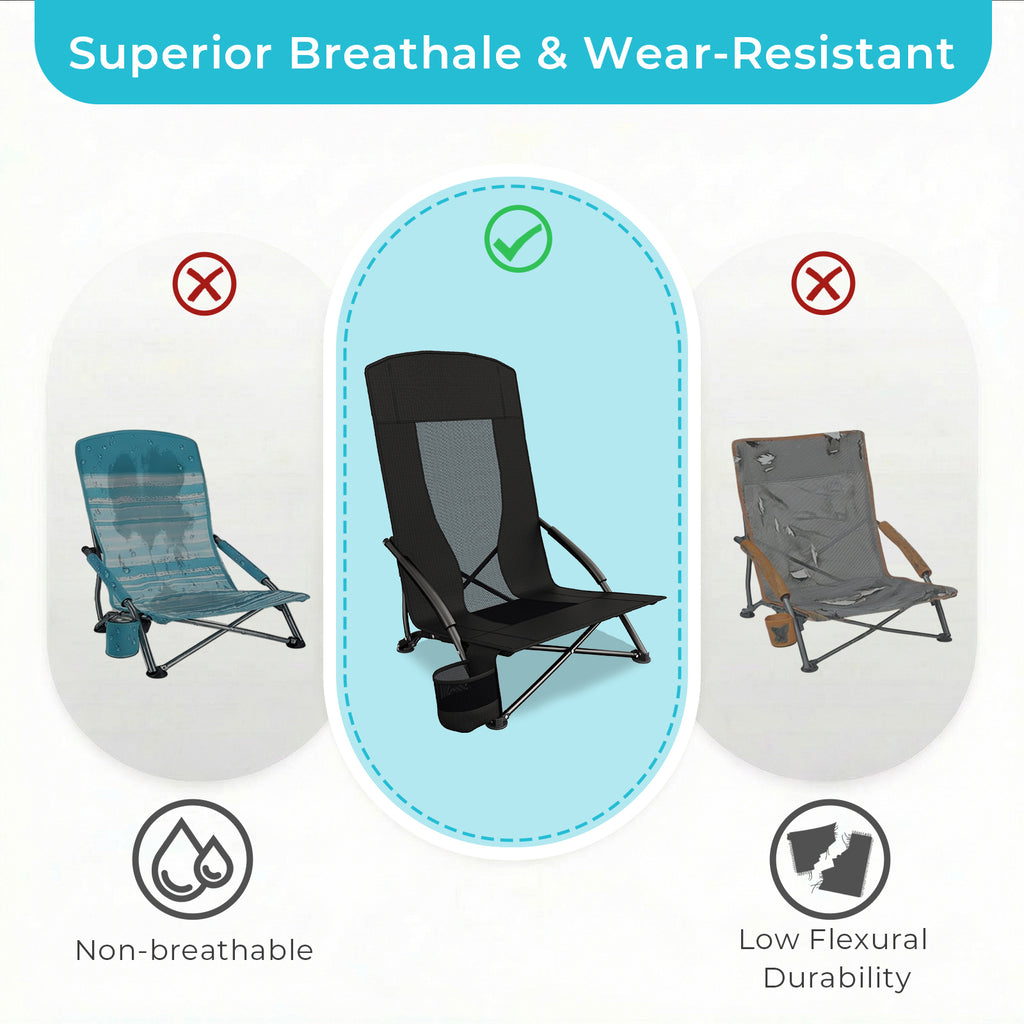 TLSUNNY Folding Backpack Beach Chair Set of 2 for Adults, Compact Lightweight Camping Chairs W/ Carry Bag Cup Holder, Outdoor Reclining Low-Profile Travel Chair, 350LBS