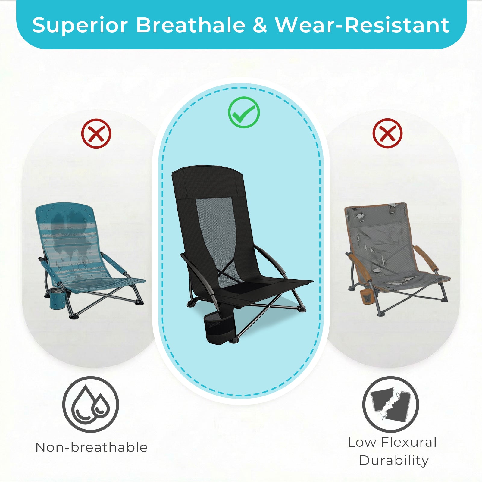 TLSUNNY Folding Backpack Beach Chair Set of 2 for Adults, Compact Lightweight Camping Chairs W/ Carry Bag Cup Holder, Outdoor Reclining Low-Profile Travel Chair, 350LBS