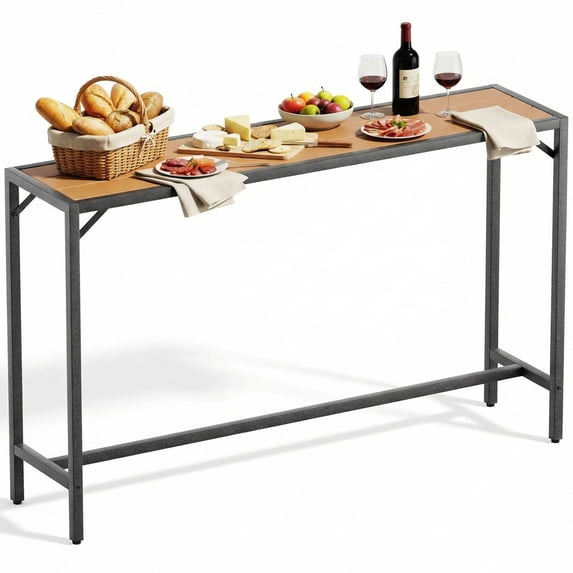 TLSUNNY Bar Table, 40"/47“/55“ Rectangular Pub Height Table, Sofa Console, Dining or Coffee Table for Narrow Spaces, Living Room, Sturdy Metal Frame, Easy Setup