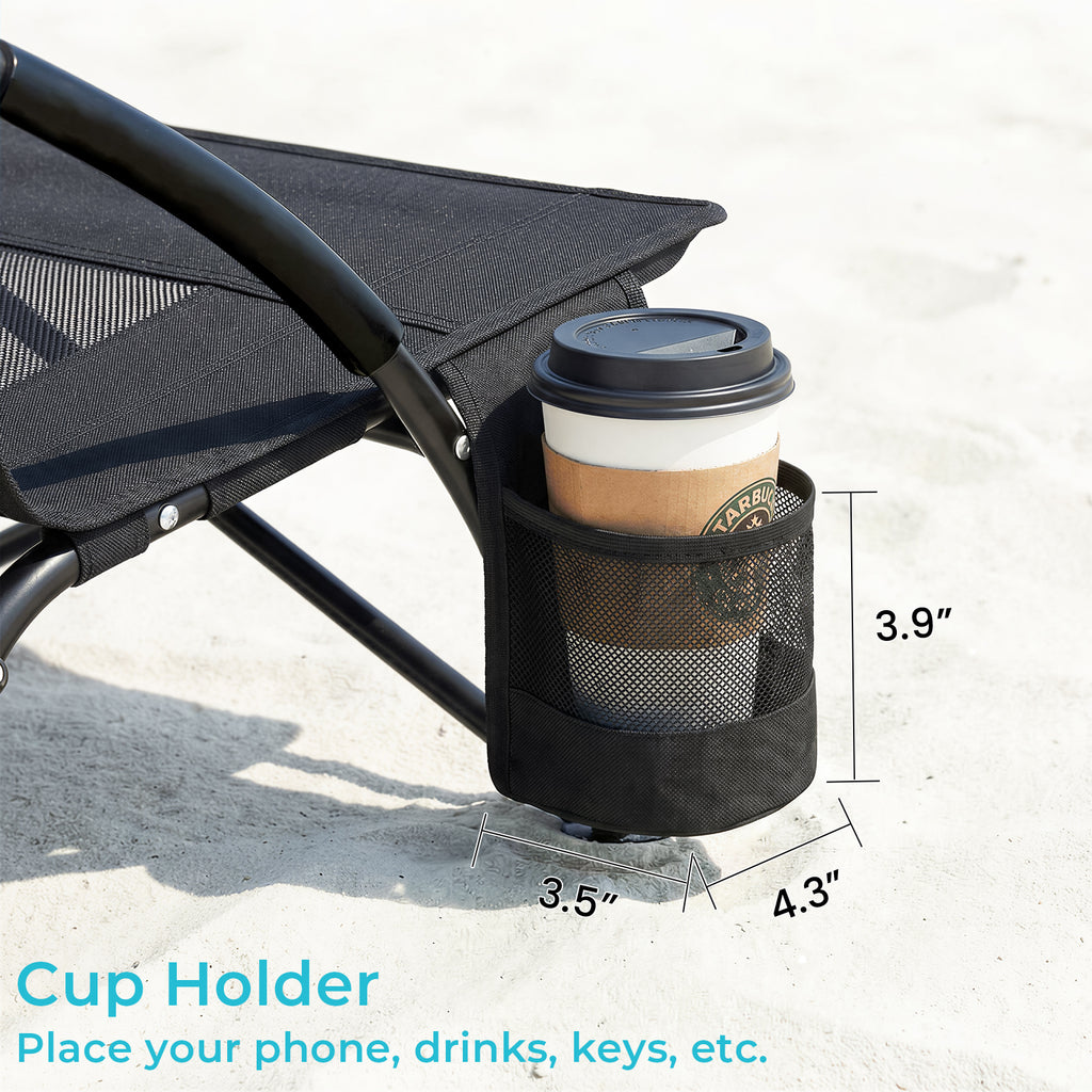 TLSUNNY Folding Backpack Beach Chair Set of 2 for Adults, Compact Lightweight Camping Chairs W/ Carry Bag Cup Holder, Outdoor Reclining Low-Profile Travel Chair, 350LBS