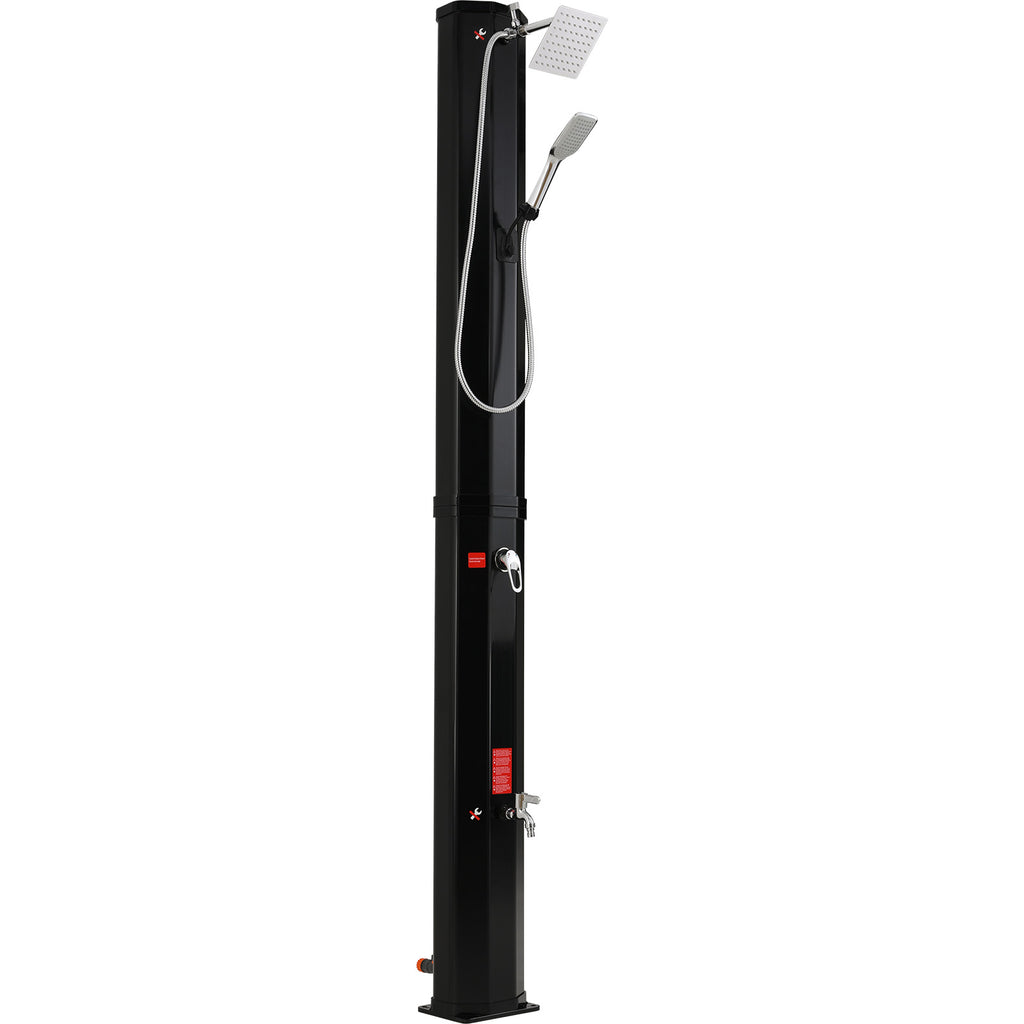 TLSUNNY 7.1FT 9.3 Gallon Solar Heated Shower with Shower Head, Handhold & Foot Tap for Poolside Backyard Beach Spa
