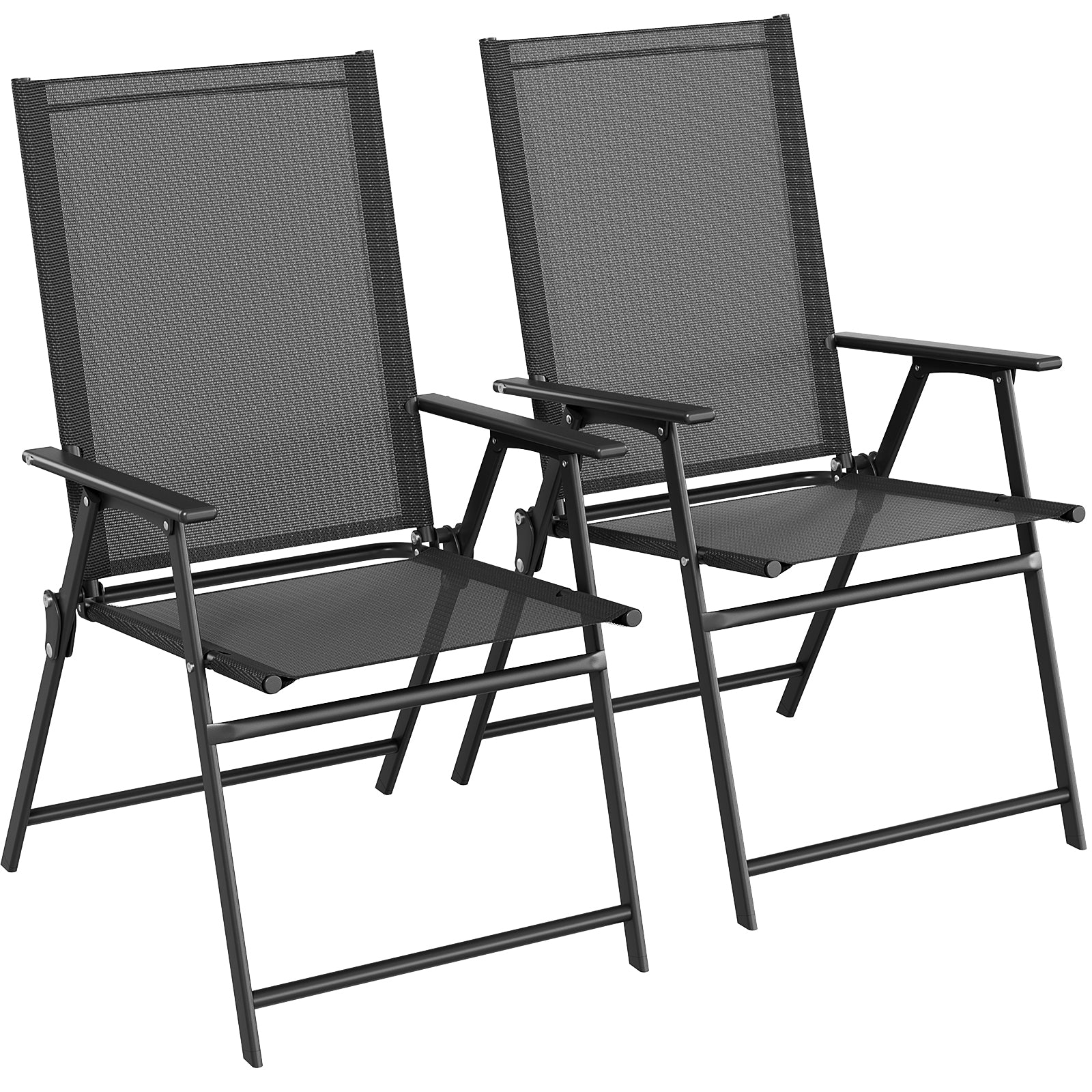 TLSUNNY Folding Patio Chair Set, Portable Dining Chairs with Armrest, Outdoor Foldable Chairs, Brown