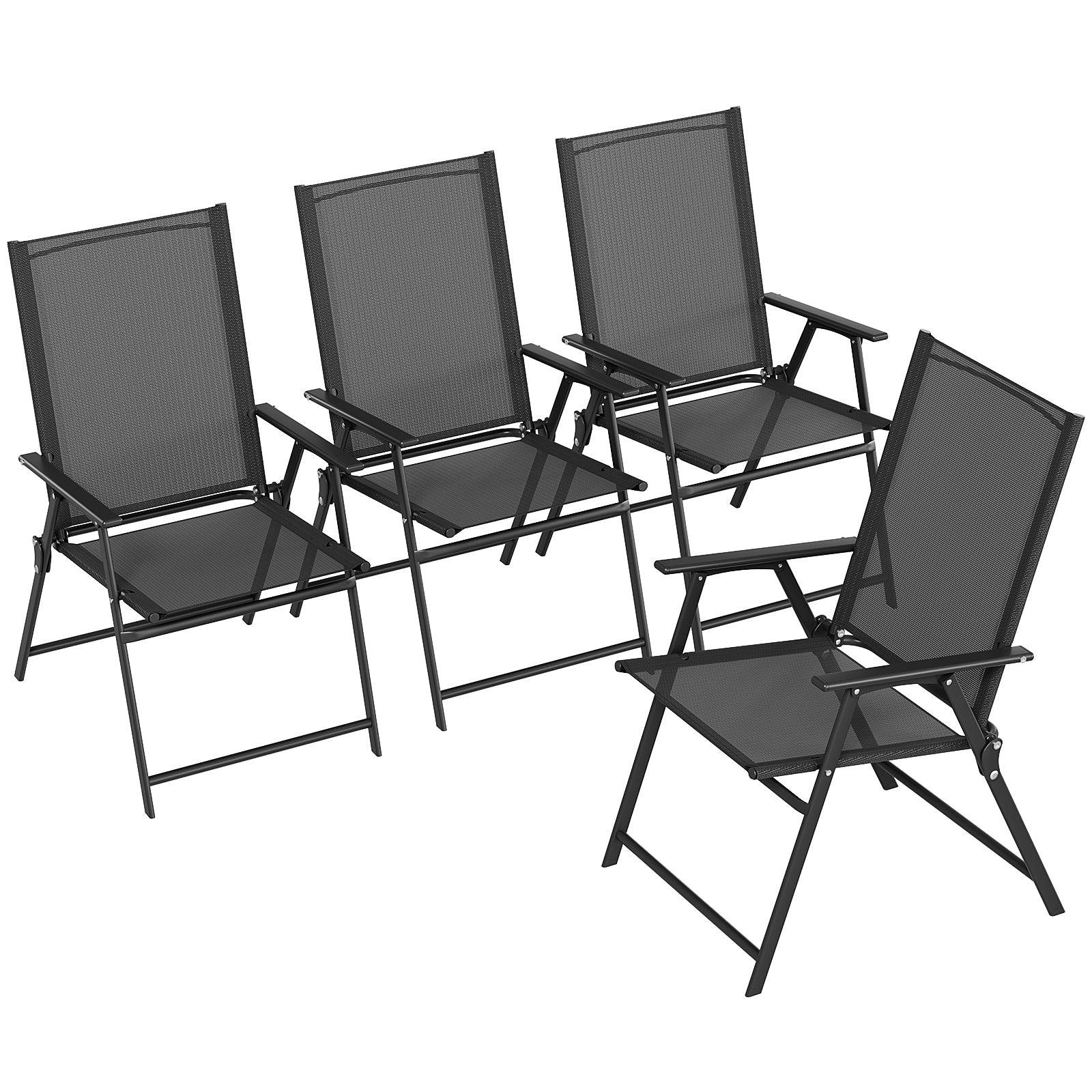 TLSUNNY Folding Patio Chair Set, Portable Dining Chairs with Armrest, Outdoor Foldable Chairs, Brown