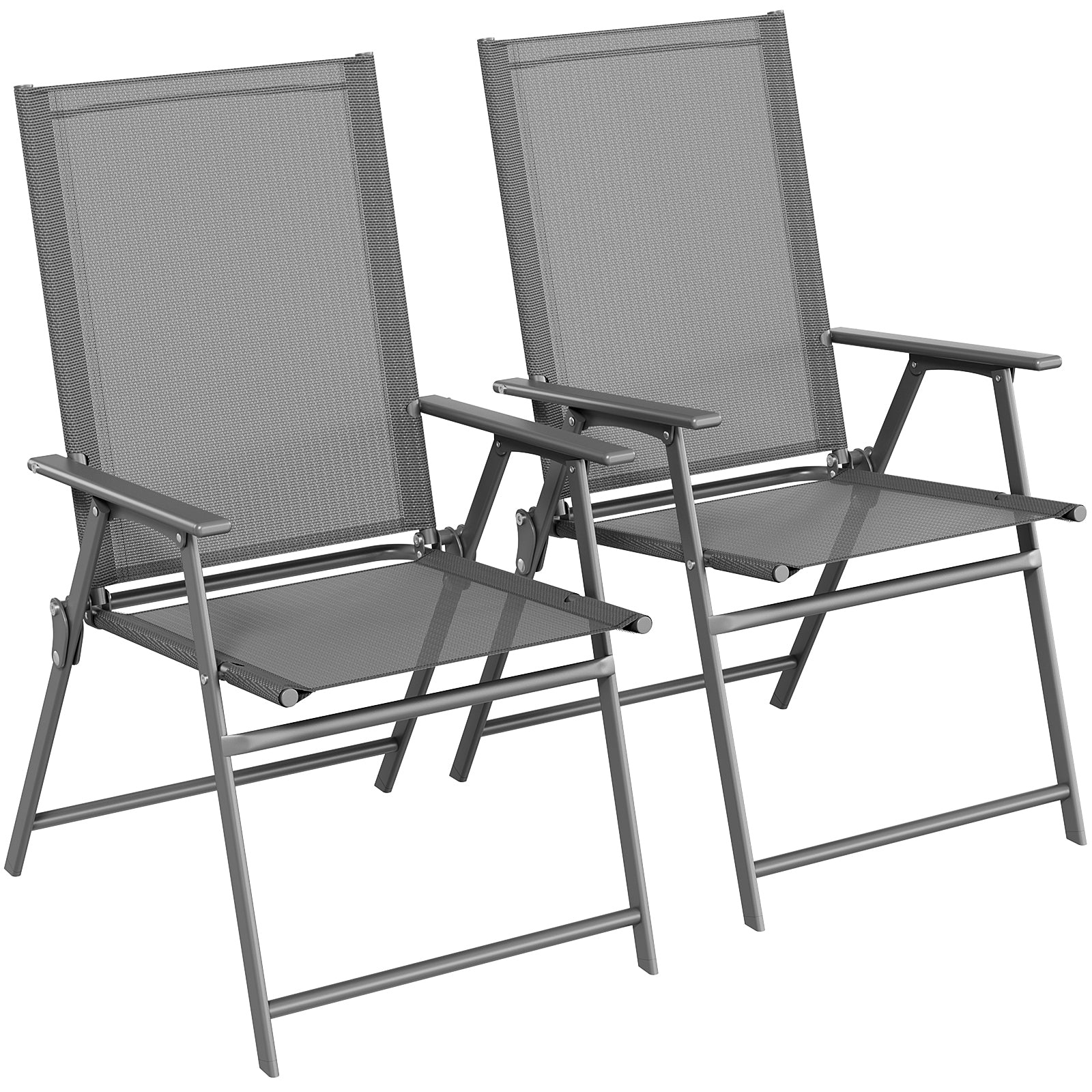 TLSUNNY Folding Patio Chair Set, Portable Dining Chairs with Armrest, Outdoor Foldable Chairs, Brown