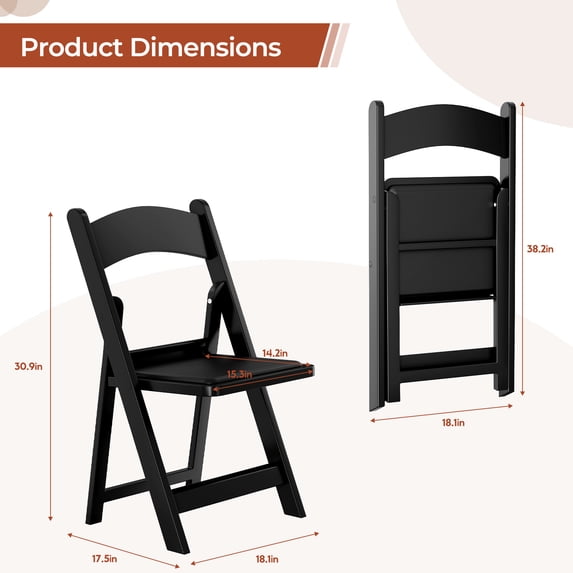 TLSUNNY 4 Pack Resin Folding Chairs with Padded Seats, Foldable Chair for Events Indoor/Outdoor, Parties, Weddings, Garden and Patio, 1000 lbs Capacity