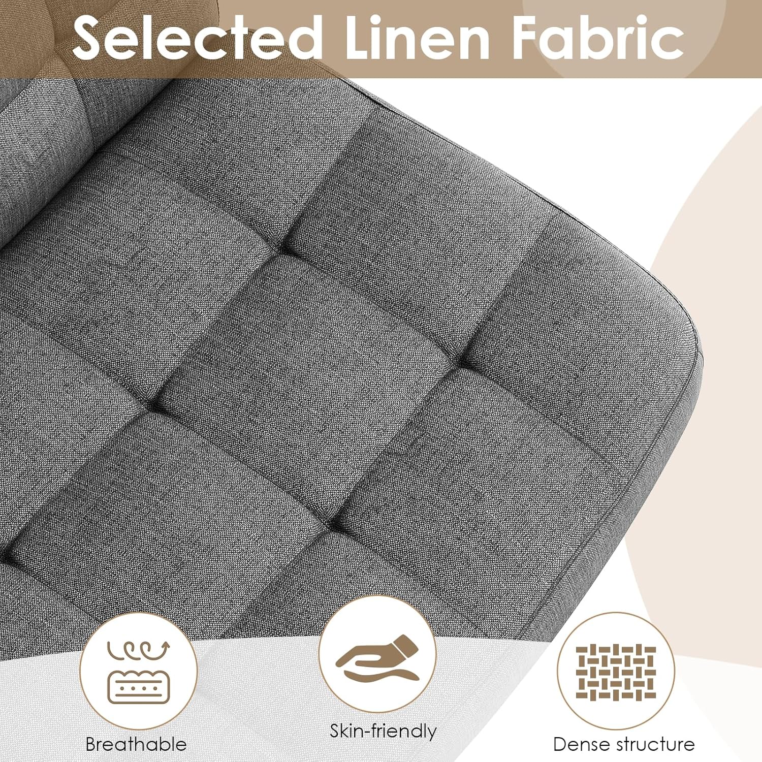 TLSUNNY 360° Swivel Height Adjustable Armless Chair, w/ Wheels and Comfy Wide Cushion, Criss Cross Office Chair, for Home/Bedroom