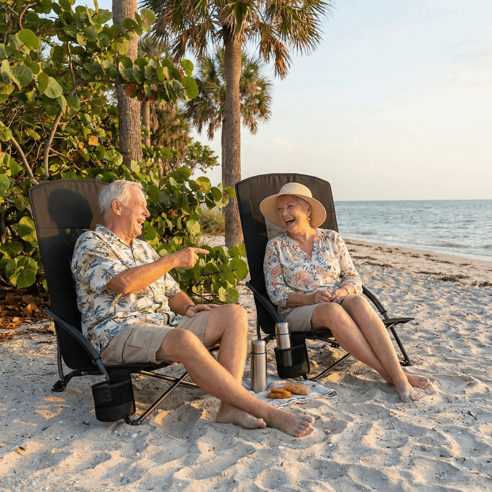 TLSUNNY Folding Backpack Beach Chair Set of 2 for Adults, Compact Lightweight Camping Chairs W/ Carry Bag Cup Holder, Outdoor Reclining Low-Profile Travel Chair, 350LBS