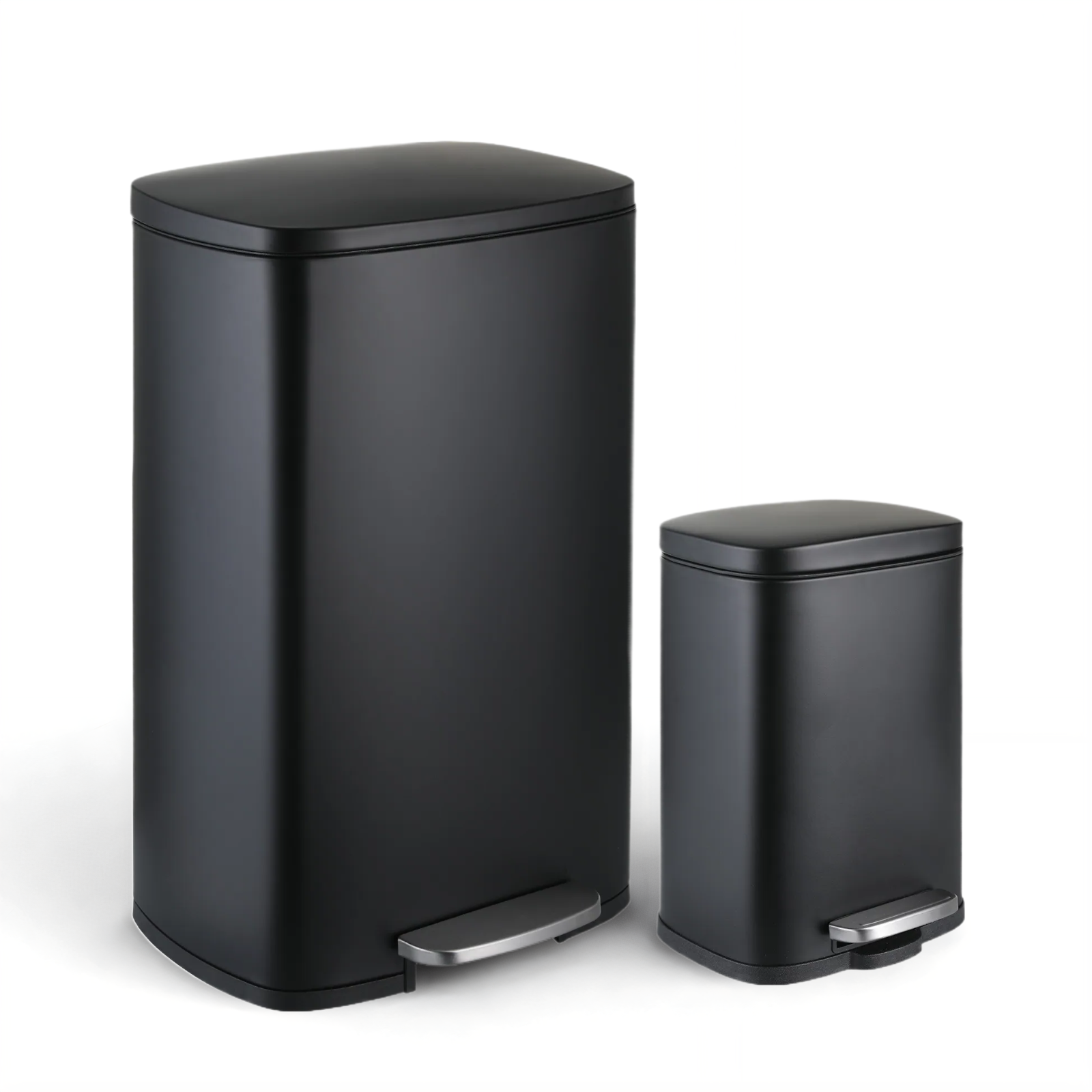 TLSUNNY 13.2 + 1.3 Gallon Kitchen Trash Can Combo, Stainless Steel Step Trash Can Set with Soft-Close Lid & Inner Bucket, for Home / Office