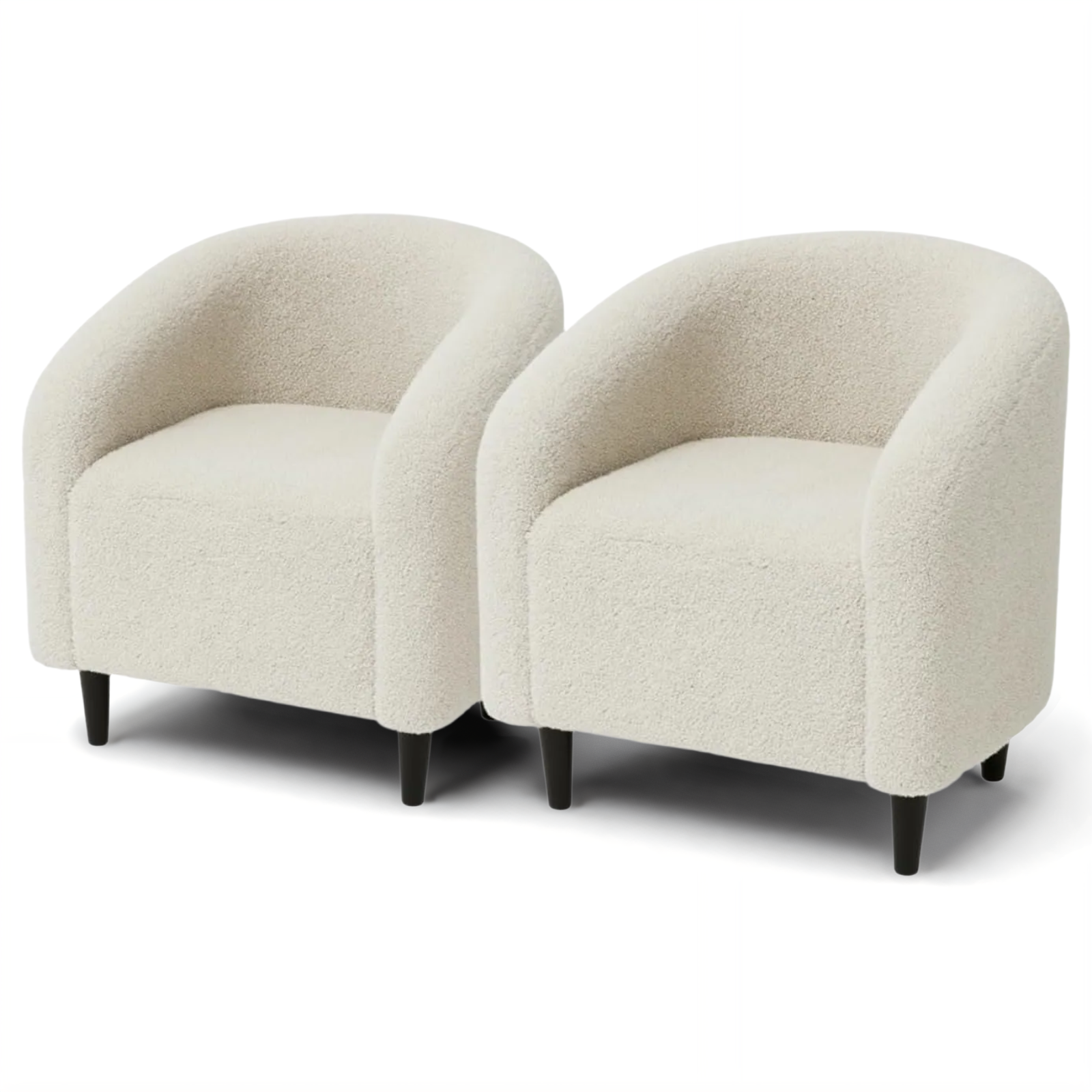 TLSUNNY Upholstered Club Chair Accent Barrel Chair, Teddy Fabric Upholstered Armchair with Side Pocket for Living Room/Bedroom