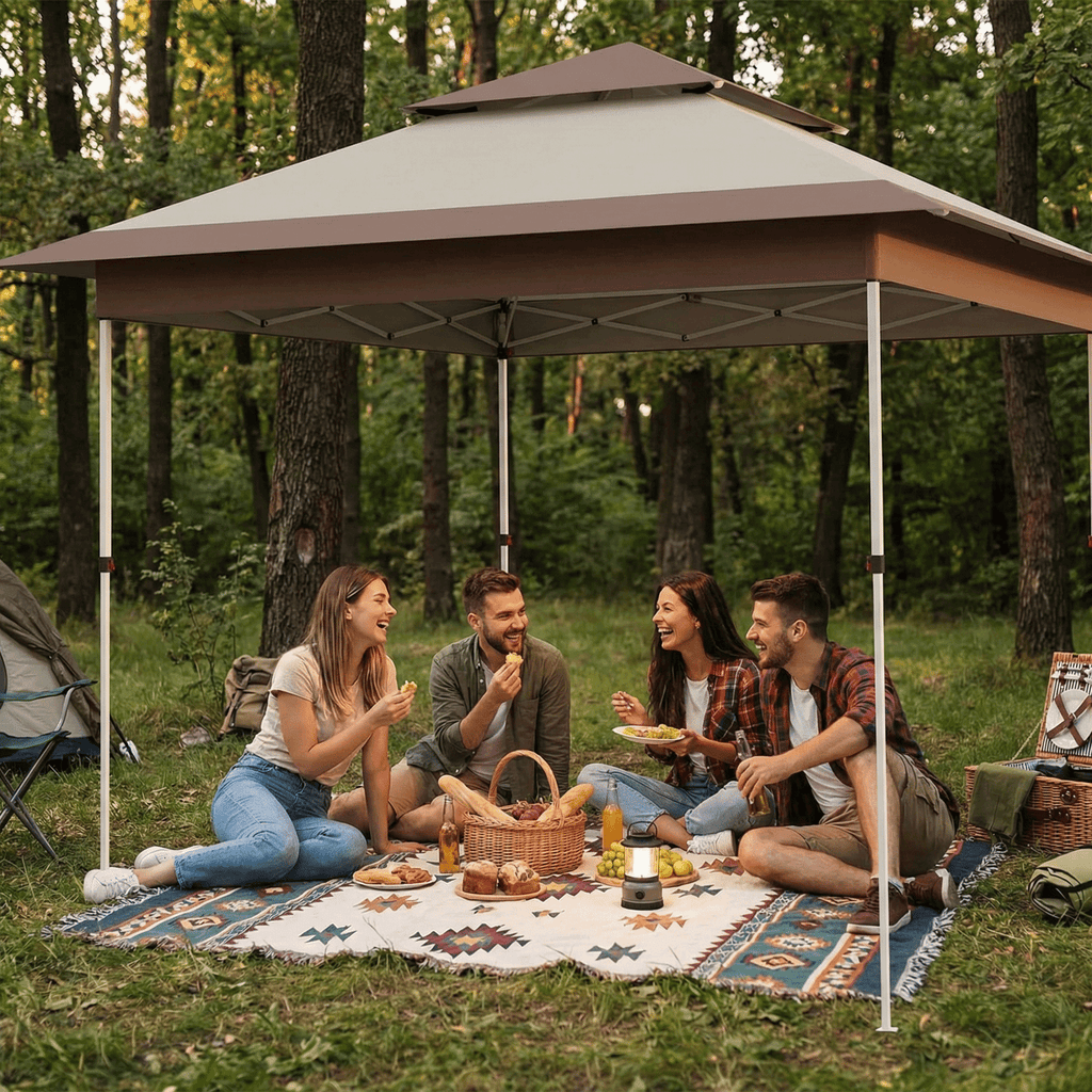 TLSUNNY 12x12 ft Pop-up Canopy Tent, Outdoor Commercial Height Adjustable Canopy, 144 sq.ft Sun Shade, Patio Gazebo for Backyard Events