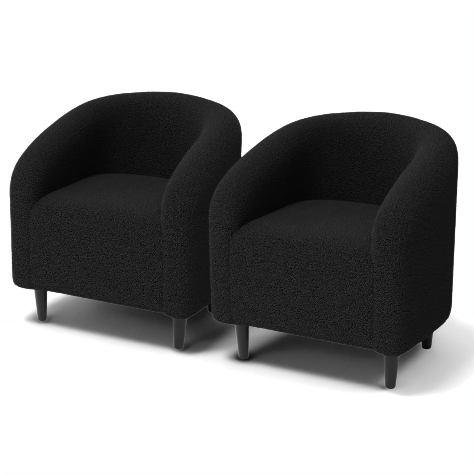 TLSUNNY Upholstered Club Chair Accent Barrel Chair, Teddy Fabric Upholstered Armchair with Side Pocket for Living Room/Bedroom
