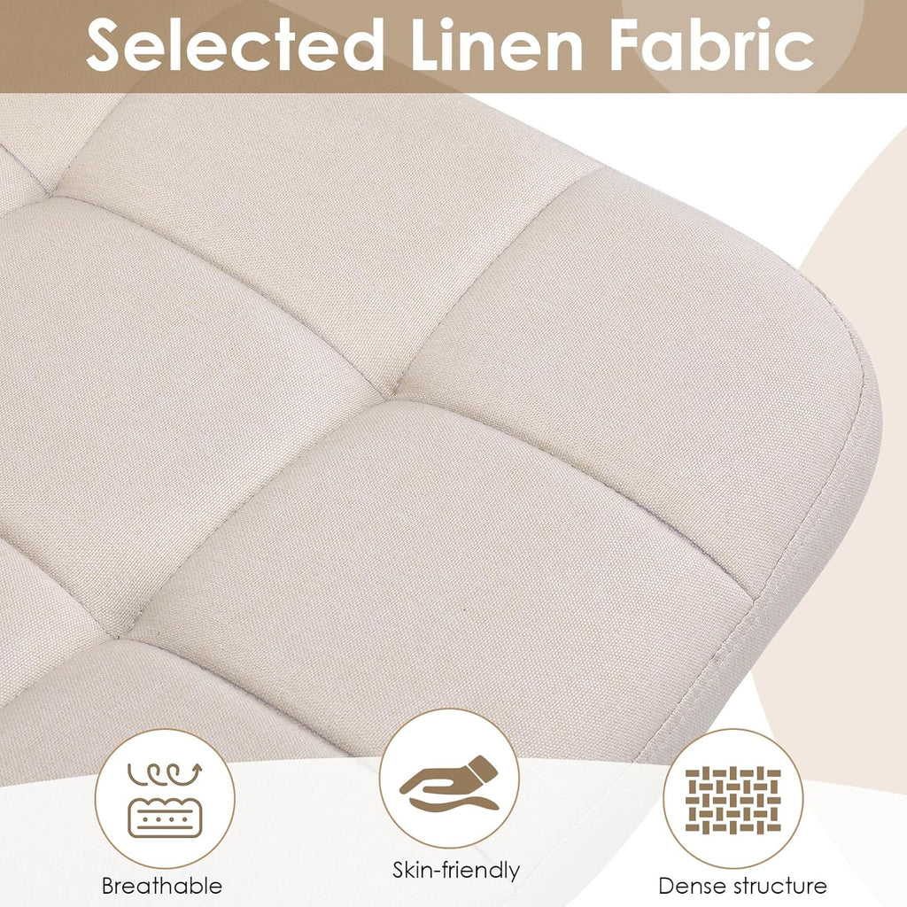 TLSUNNY 360° Swivel Height Adjustable Armless Chair, w/ Wheels and Comfy Wide Cushion, Criss Cross Office Chair, for Home/Bedroom