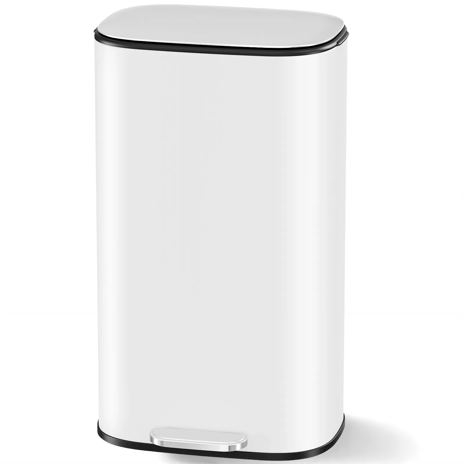 TLSUNNY 30L Step-On Oval Trash Can, 8 Gal Brushed Stainless Steel Garbage Bin with Slow-Close Lid & Handle for Kitchen/Bathroom