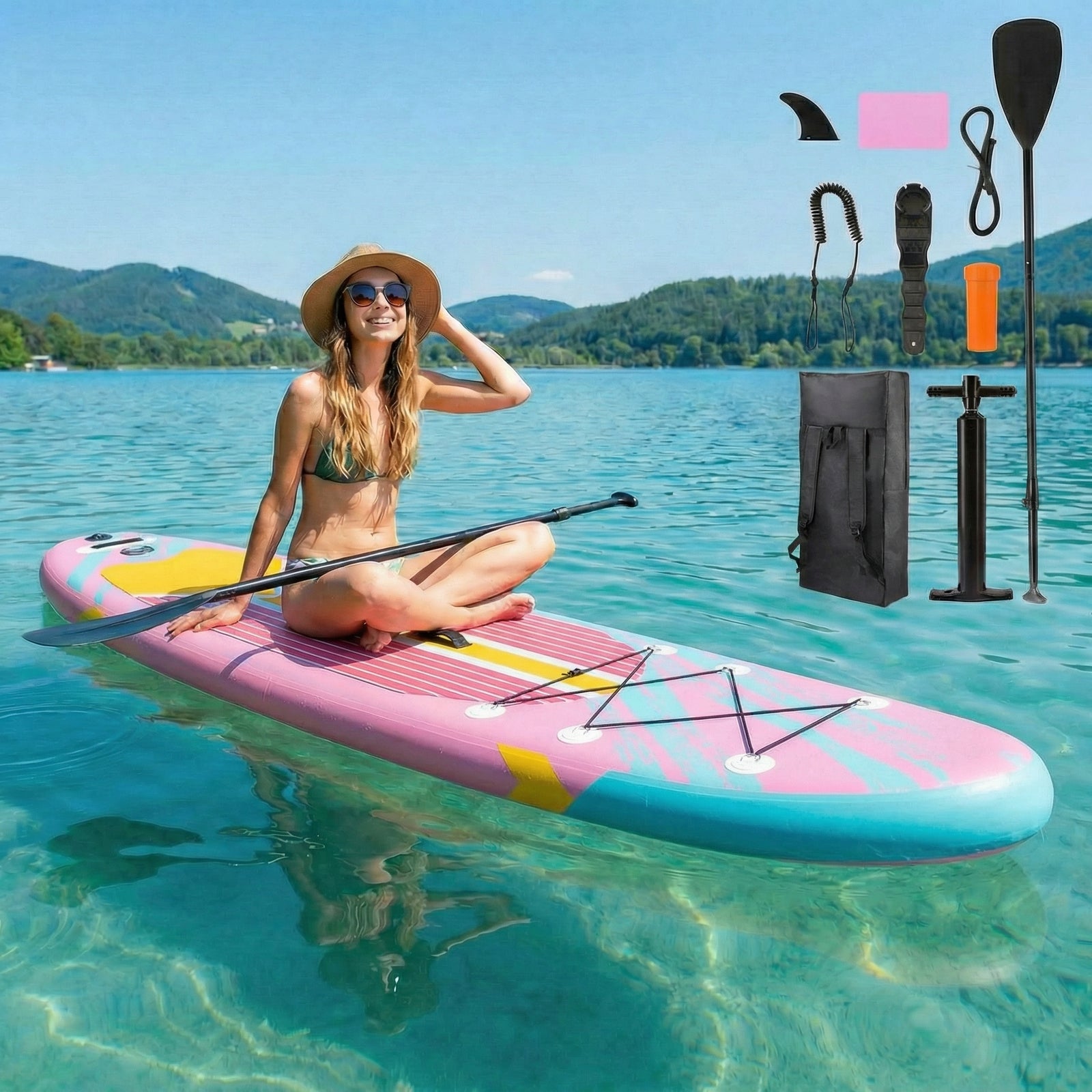 TLSUNNY Inflatable Stand Up Paddle Board, 10/11/12Ft Surfboard 6'' Thick SUP Paddle Board, with Carrying Bag, Hand Pump, Air Pump