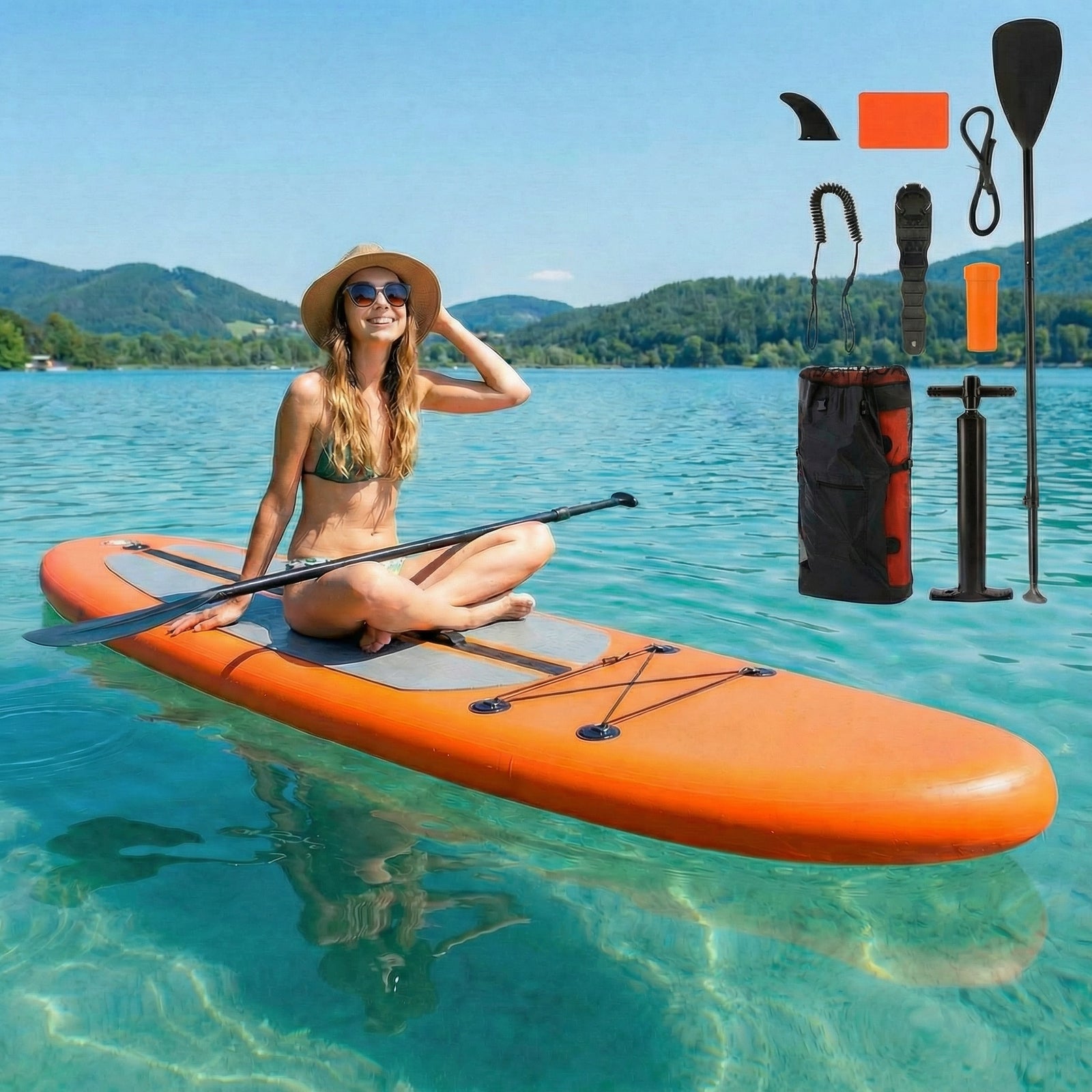 TLSUNNY Inflatable Stand Up Paddle Board, 10/11/12Ft Surfboard 6'' Thick SUP Paddle Board, with Carrying Bag, Hand Pump, Air Pump