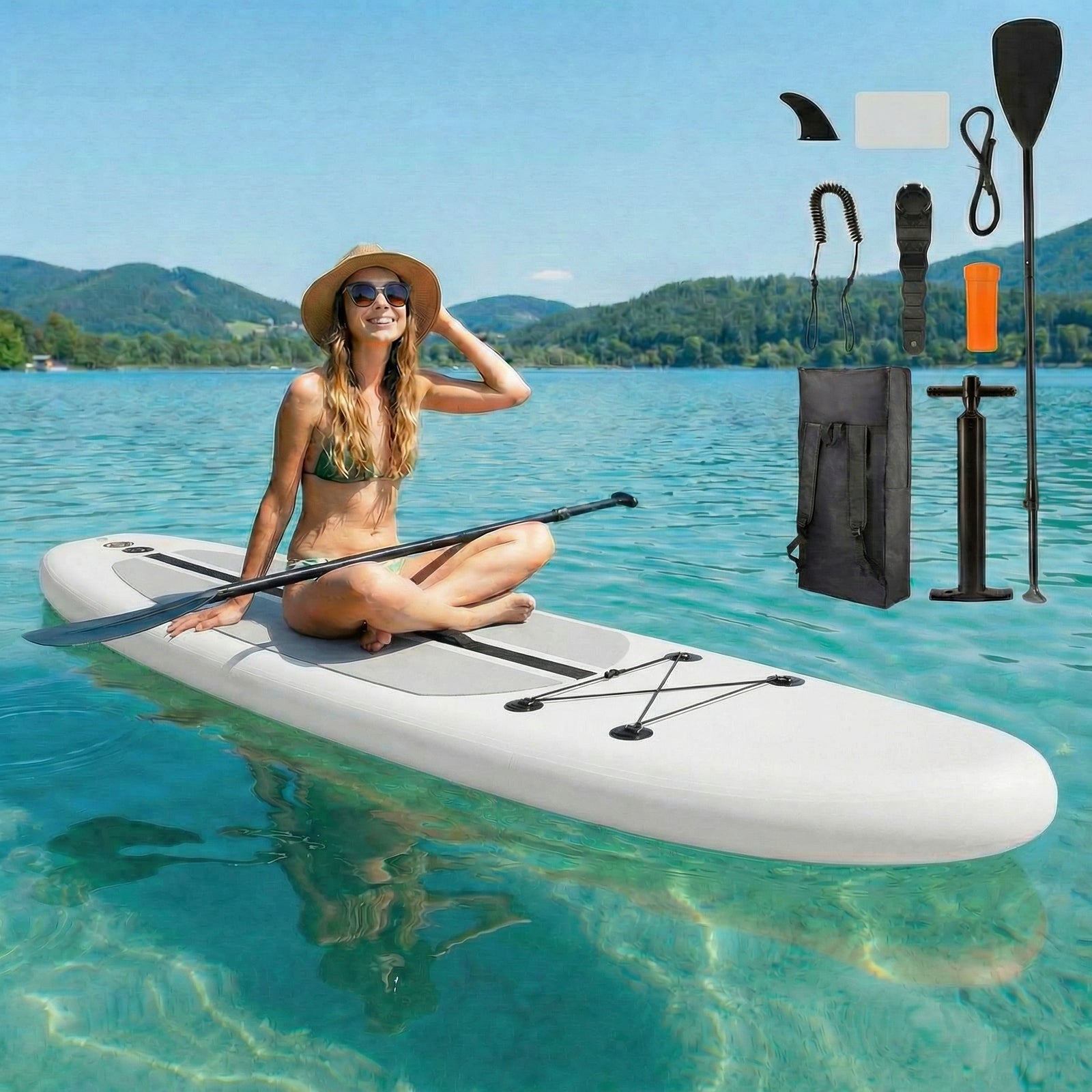 TLSUNNY Inflatable Stand Up Paddle Board, 10/11/12Ft Surfboard 6'' Thick SUP Paddle Board, with Carrying Bag, Hand Pump, Air Pump