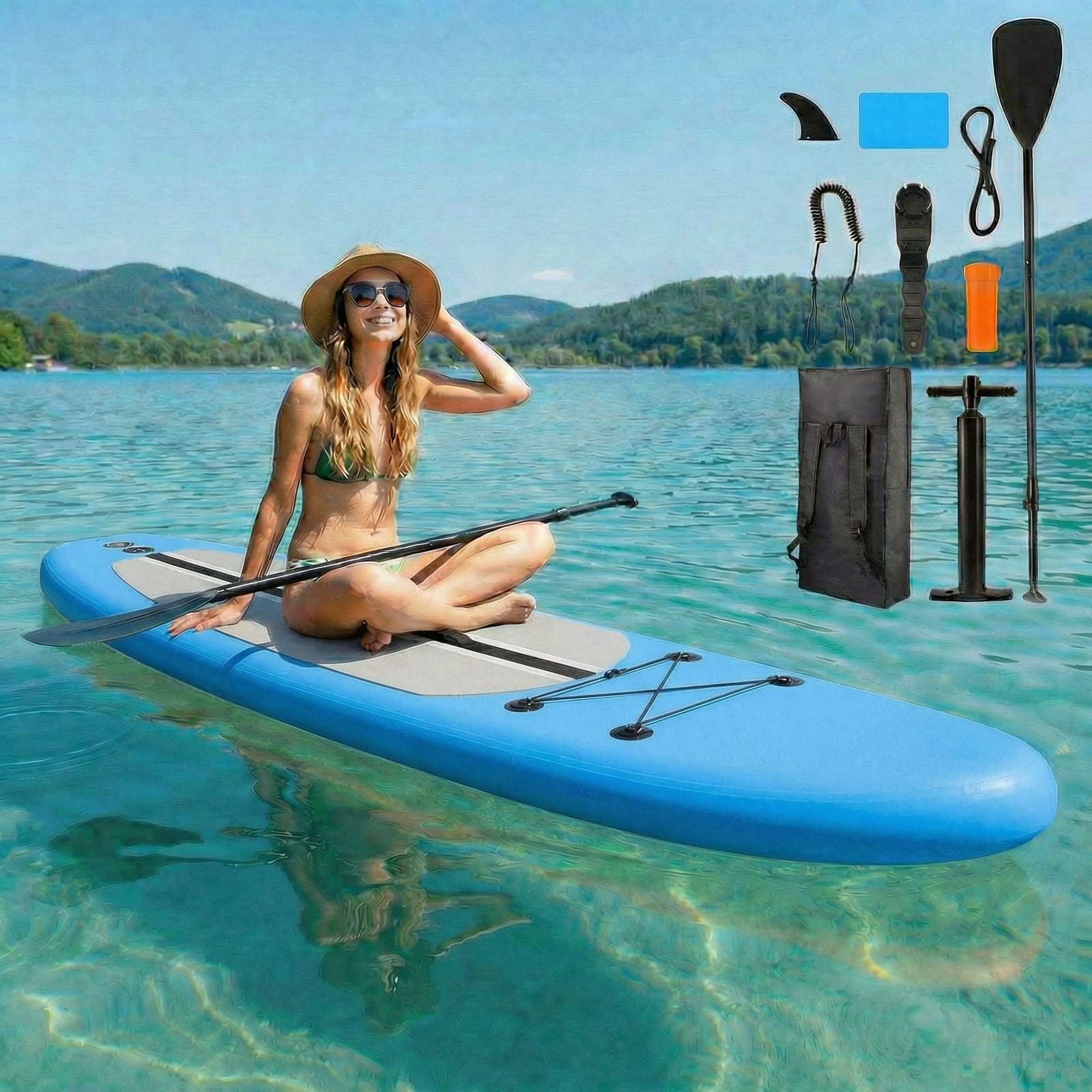 TLSUNNY Inflatable Stand Up Paddle Board, 10/11/12Ft Surfboard 6'' Thick SUP Paddle Board, with Carrying Bag, Hand Pump, Air Pump