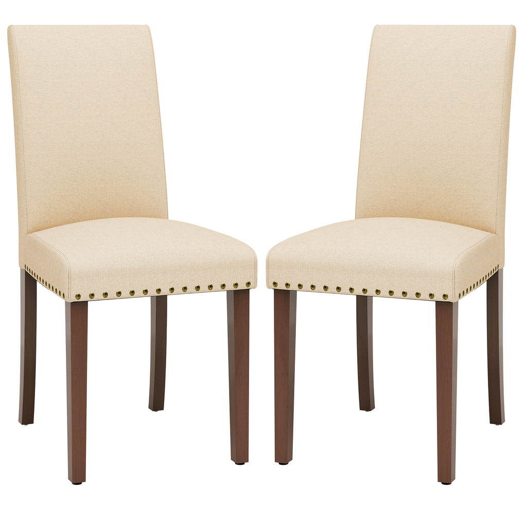TLSUNNY Upholstered Dining Chairs Set of 2/4, Tufted Parsons Design with Nail Head Trim, Solid Wood Legs and Padded Seat, Comfortable Fabric for Dining Room, Kitchen