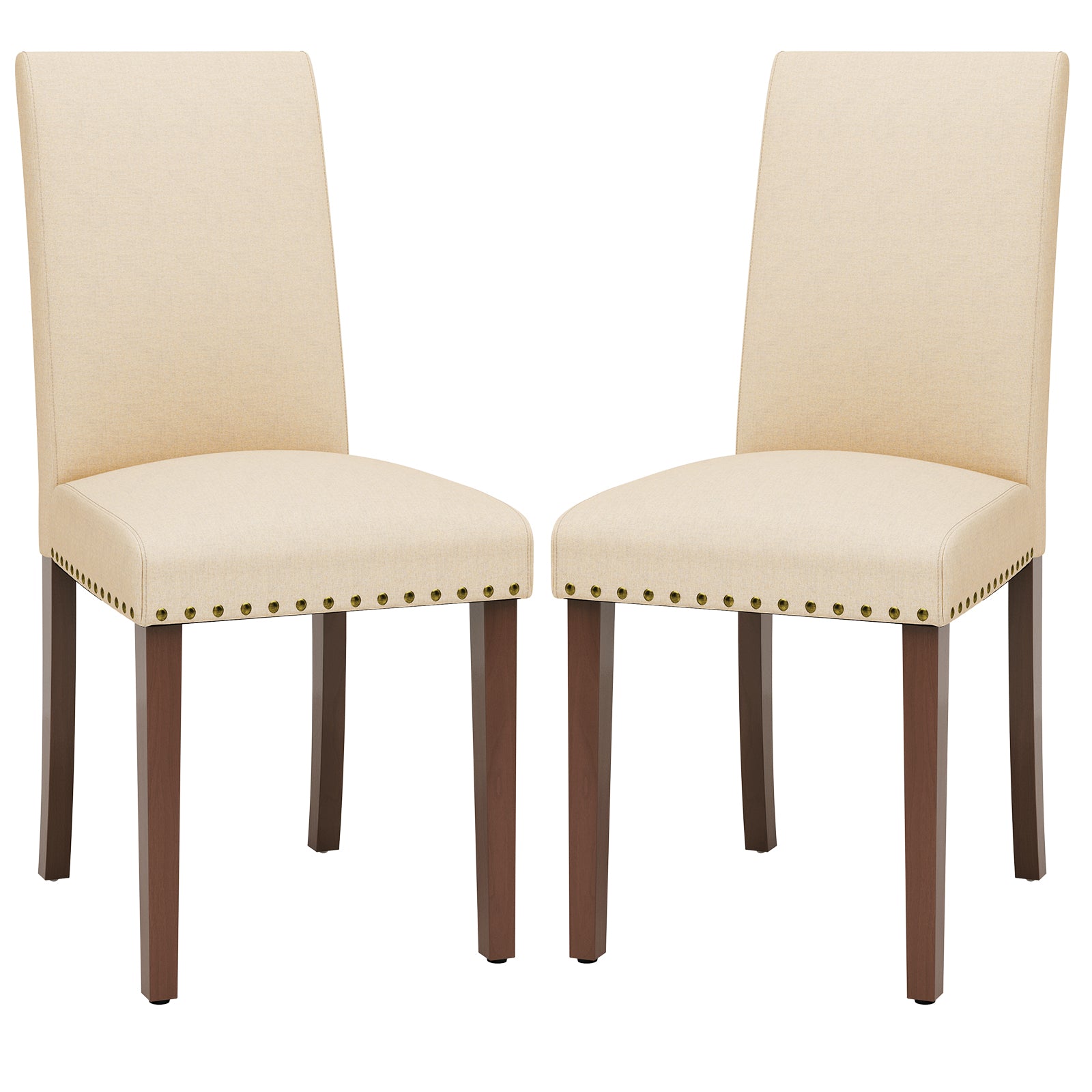 TLSUNNY Upholstered Dining Chairs Set of 2/4, Tufted Parsons Design with Nail Head Trim, Solid Wood Legs and Padded Seat, Comfortable Fabric for Dining Room, Kitchen