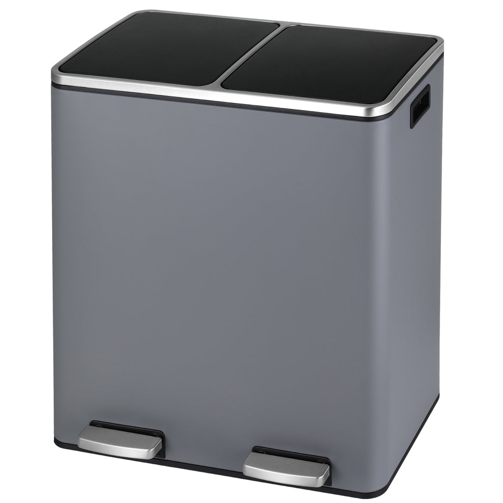 TLSUNNY 16 Gal Double Trash Can Kitchen, Dual Compartment Recycling Bin with Removable Buckets, for Home, Office
