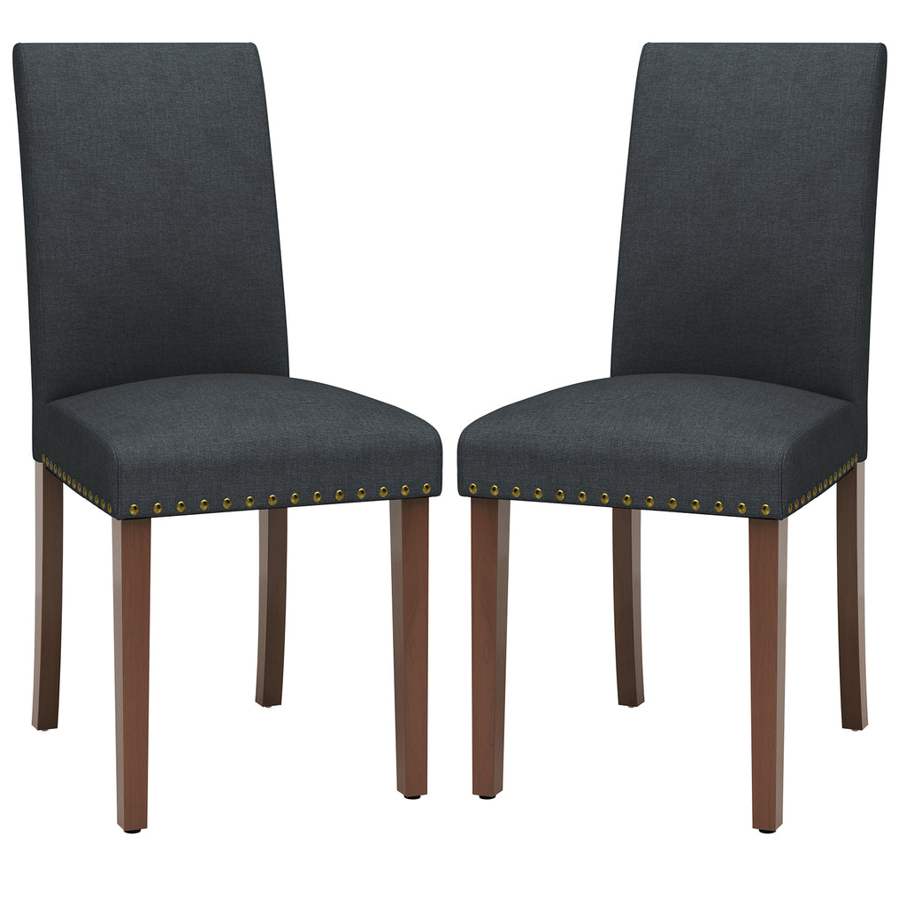 TLSUNNY Upholstered Dining Chairs Set of 2/4, Tufted Parsons Design with Nail Head Trim, Solid Wood Legs and Padded Seat, Comfortable Fabric for Dining Room, Kitchen