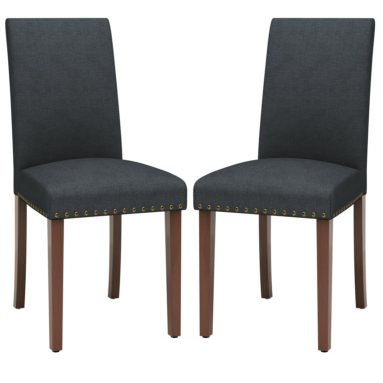 TLSUNNY Upholstered Dining Chairs Set of 2/4, Tufted Parsons Design with Nail Head Trim, Solid Wood Legs and Padded Seat, Comfortable Fabric for Dining Room, Kitchen