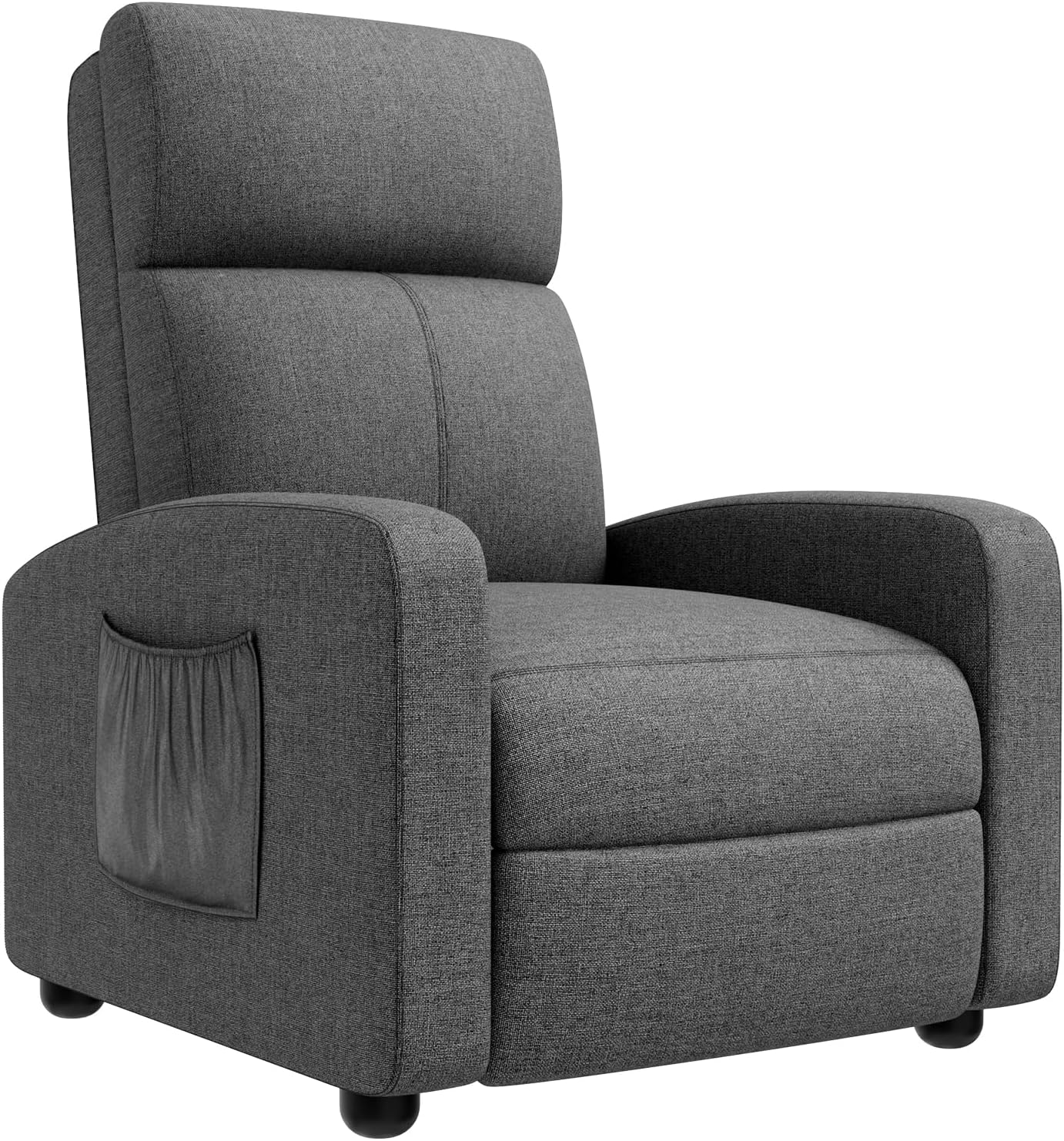 TLSUNNY Fabric Recliner Chair with Side Pocket, Thick Cushion Adjustable Lounger, Modern Home Theater Seating for Bedroom, Living Room