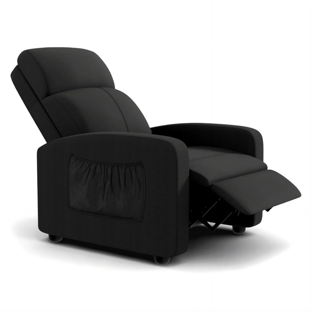 TLSUNNY Fabric Recliner Chair with Side Pocket, Thick Cushion Adjustable Lounger, Modern Home Theater Seating for Bedroom, Living Room