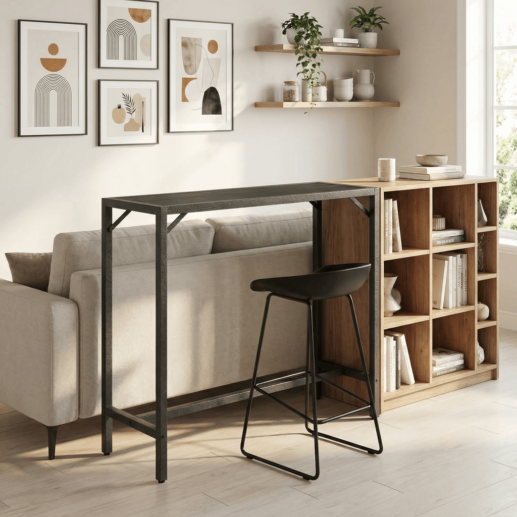 TLSUNNY Bar Table, 40"/47“/55“ Rectangular Pub Height Table, Sofa Console, Dining or Coffee Table for Narrow Spaces, Living Room, Sturdy Metal Frame, Easy Setup