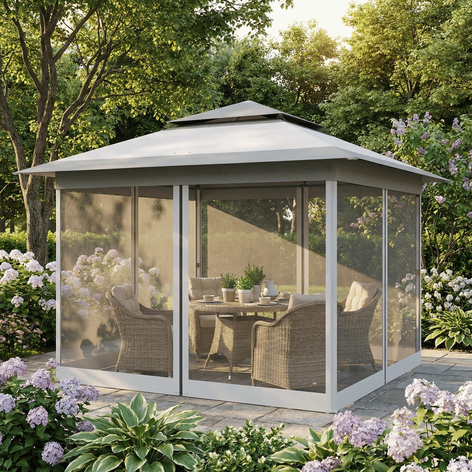TLSUNNY Pop up Gazebo, 11'x11'/13'x13' Outdoor Canopy Tent with Nettings, Instant Folding Shelter, for Patio, Garden, Backyard