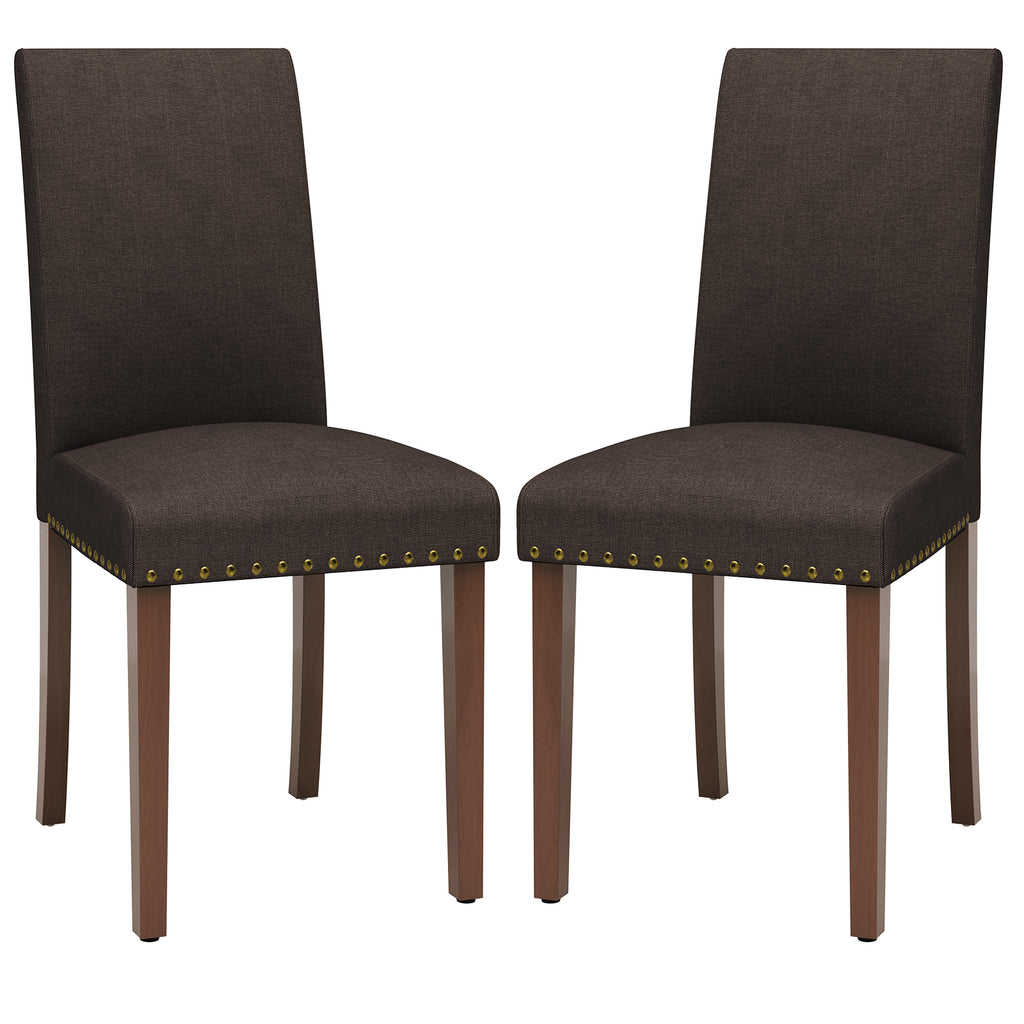 TLSUNNY Upholstered Dining Chairs Set of 2/4, Tufted Parsons Design with Nail Head Trim, Solid Wood Legs and Padded Seat, Comfortable Fabric for Dining Room, Kitchen
