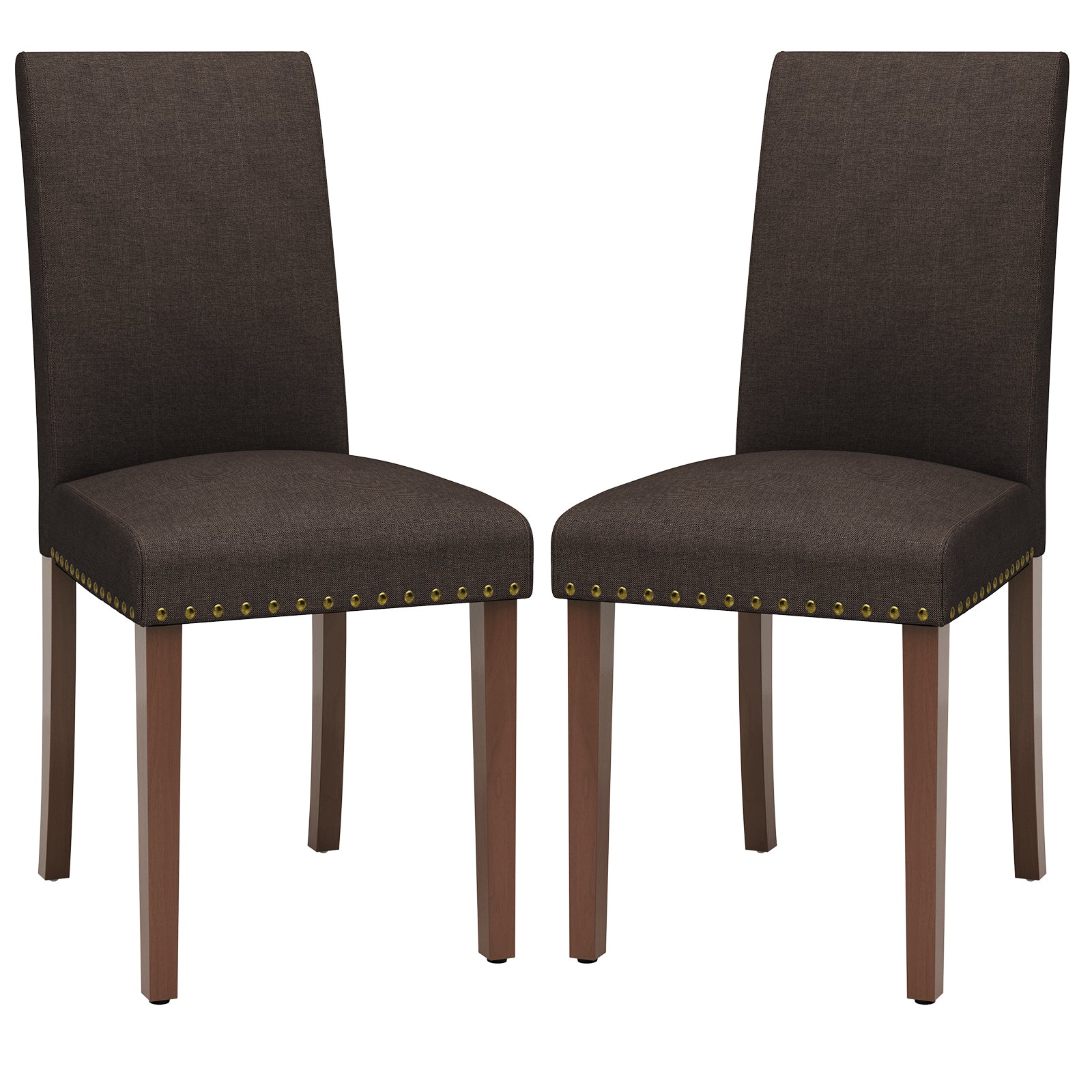 TLSUNNY Upholstered Dining Chairs Set of 2/4, Tufted Parsons Design with Nail Head Trim, Solid Wood Legs and Padded Seat, Comfortable Fabric for Dining Room, Kitchen
