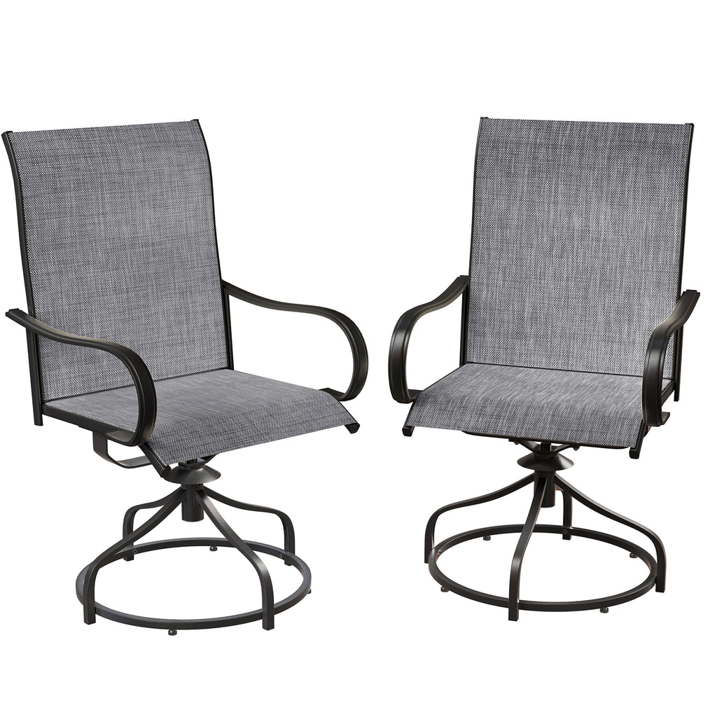 TLSUNNY Patio Furniture Set of 2/4, Outdoor 360° Swivel Dining Chairs W/ High Back, Armrest, All-Weather Textilene Furniture for Garden, 330LBS